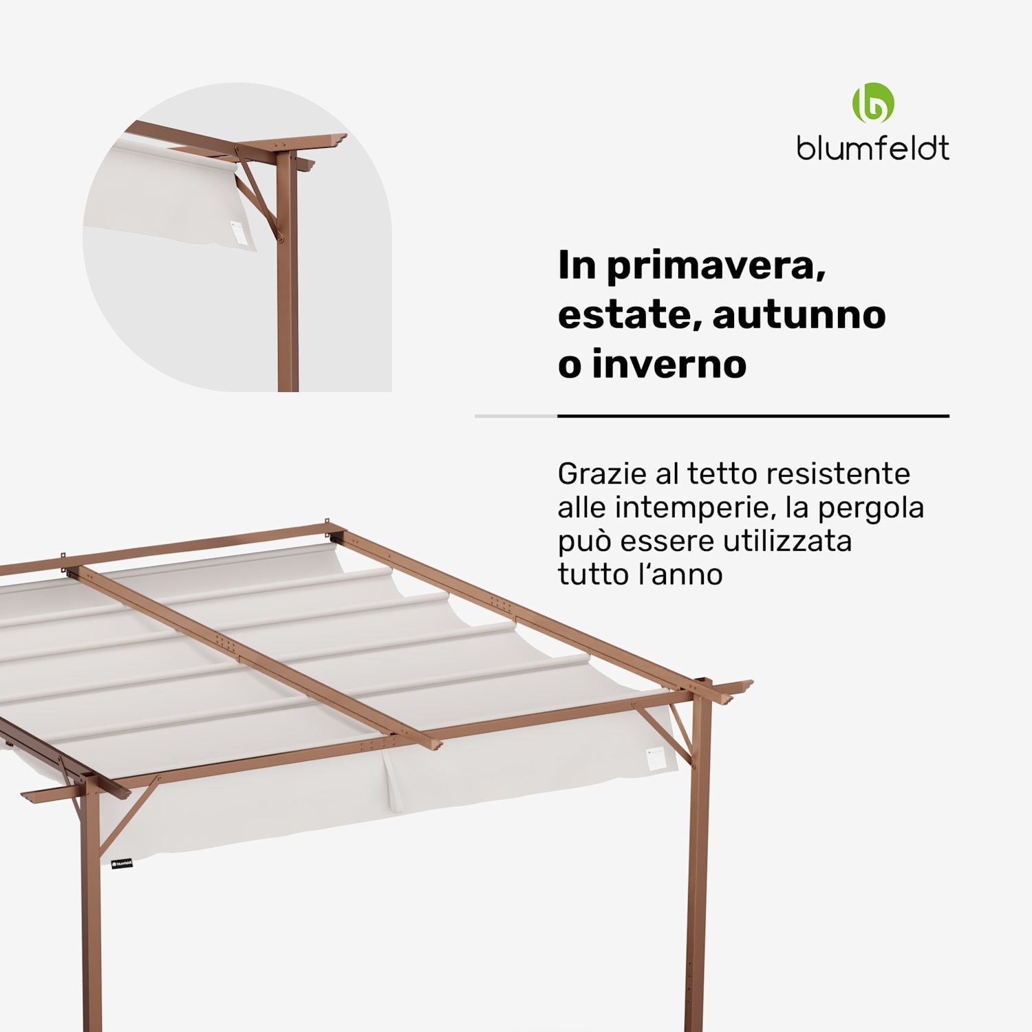 Blumfeldt Pantheon Wall - Pergola, 3x3m, fissaggio alla parete, resistente alle intemperie, acciaio verniciato a polveri 3 x 3 m | Sabbia