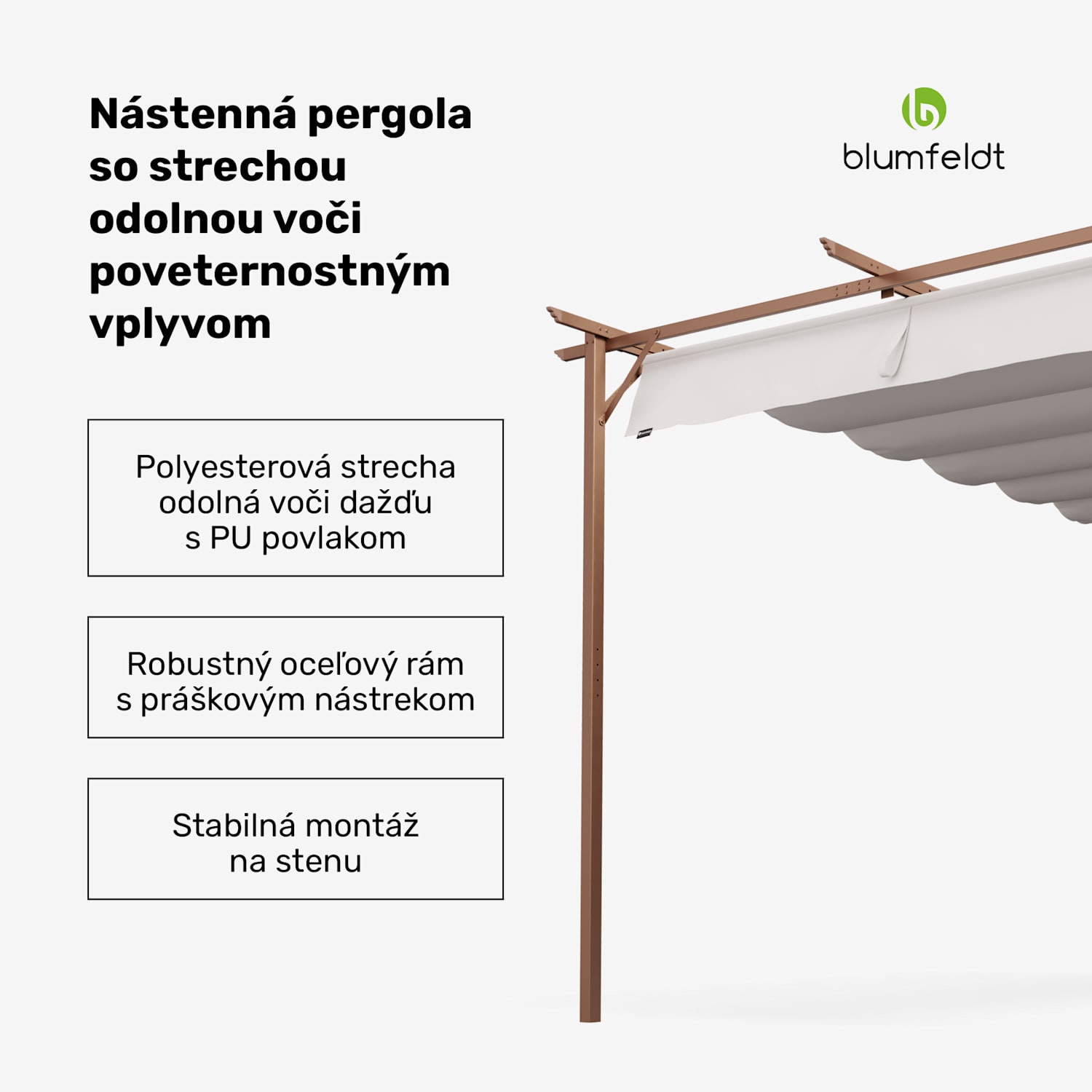 Blumfeldt Pantheon Wall Pergola, nástenná pergola, 3 x 4 m, práškovo lakovná oceľ, odolná voči poveternostným vplyvom 3 x 4 m | Piesok