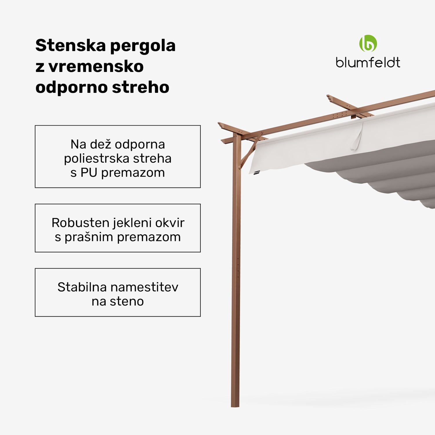 Blumfeldt Pantheon Wall Pergola, stenska pergola, 3 x 4 m, prašno lakirano jeklo, odporno na vremenske vplive 3 x 4 m | Pesek