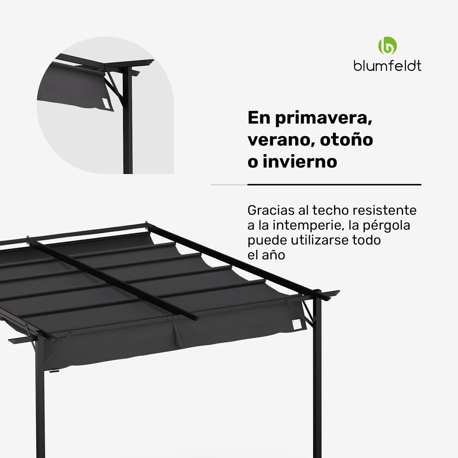 Pérgola mural Blumfeldt Pantheon 3x3m de acero con recubrimiento de polvo resistente a la intemperie, montada en la pared 3 x 3 m | Gris Oscuro