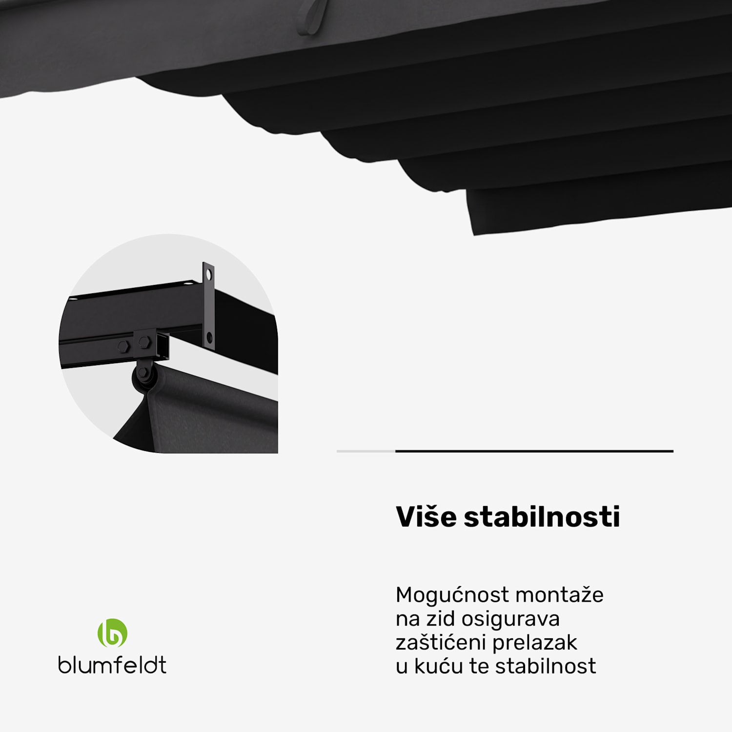 Blumfeldt Pantheon Wall Pergola, zidna pergola, 3 x 3 m, čelik premazan prahom, otporan na vremenske uvjete 3 x 3 m | Tamno siva