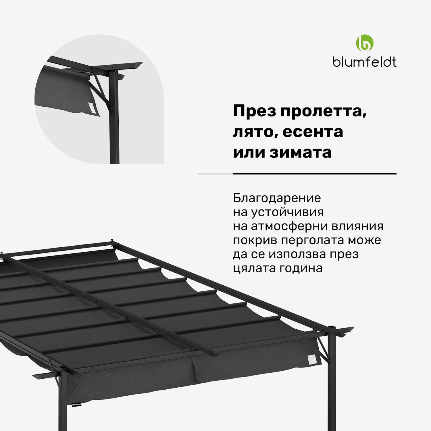 Blumfeldt Pantheon Wall Pergola, стенна пергола, 3 x 4 m, прахово боядисана стомана, устойчива на атмосферни влияния 3 x 4 m | Тъмно сиво