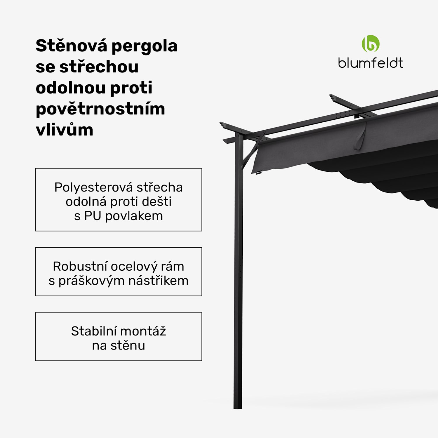 Blumfeldt Pantheon Wall Pergola, nástěnná pergola, 3 x 4 m, práškově lakovná ocel, odolná vůči povětrnostním vlivům 3 x 4 m | Tmavě šedá