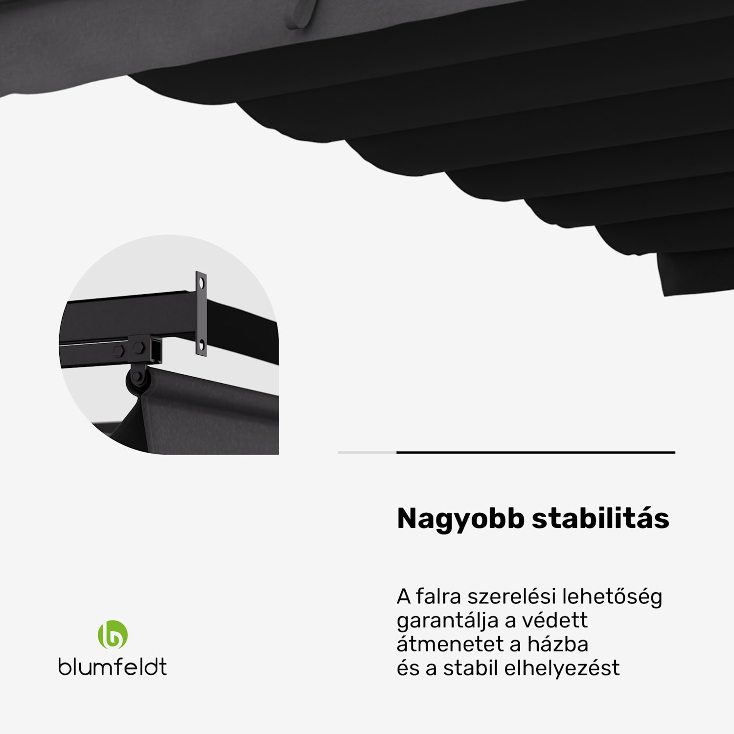 Blumfeldt Pantheon Wall Pergola, fali pergola, 3 x 4 m, porszórt acél, időjárásálló 3 x 4 m | Sötét szürke