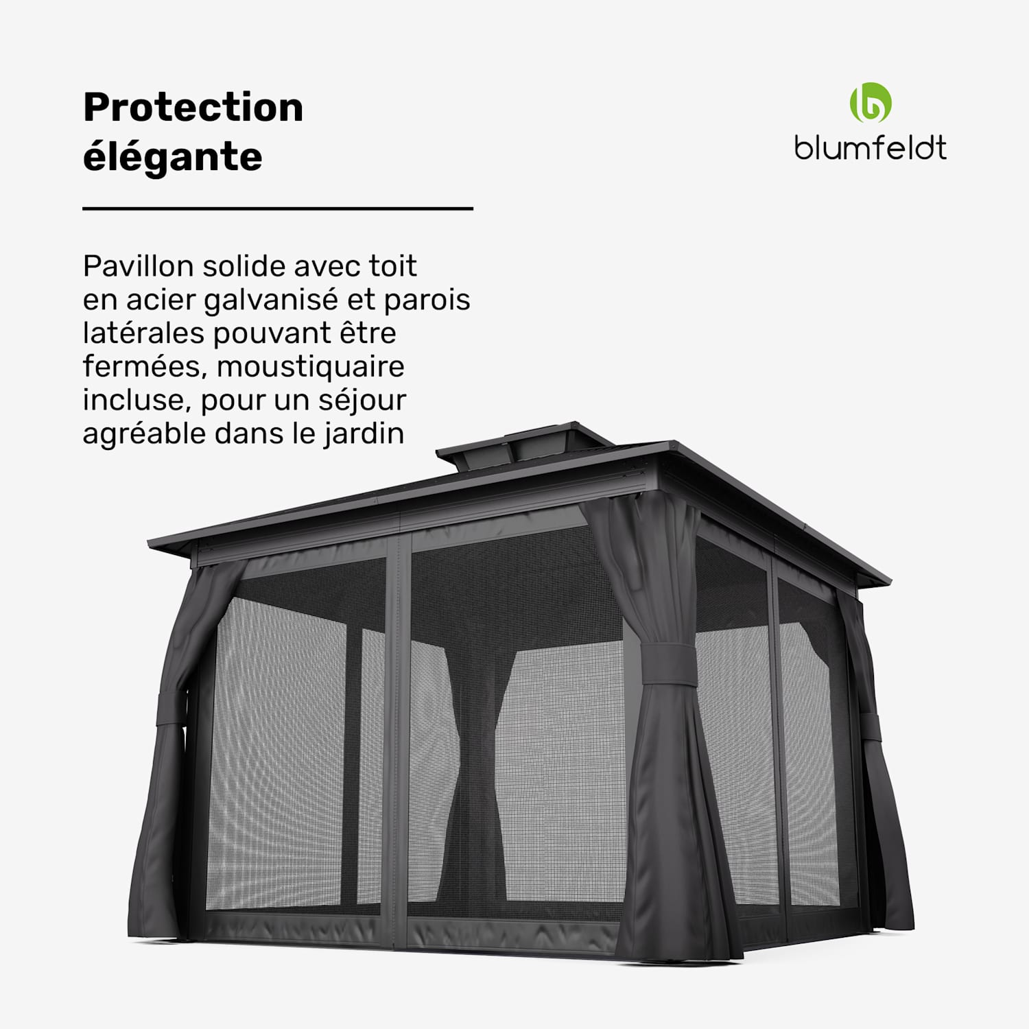 ShadeFortress paviljoen 3 x 3 m gegalvaniseerd stalen dak beschermt tegen zon, regen en wind 3 x 3 m