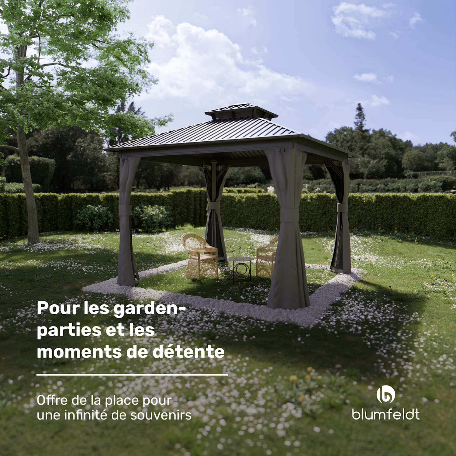 ShadeFortress paviljoen 3 x 3 m gegalvaniseerd stalen dak beschermt tegen zon, regen en wind 3 x 3 m