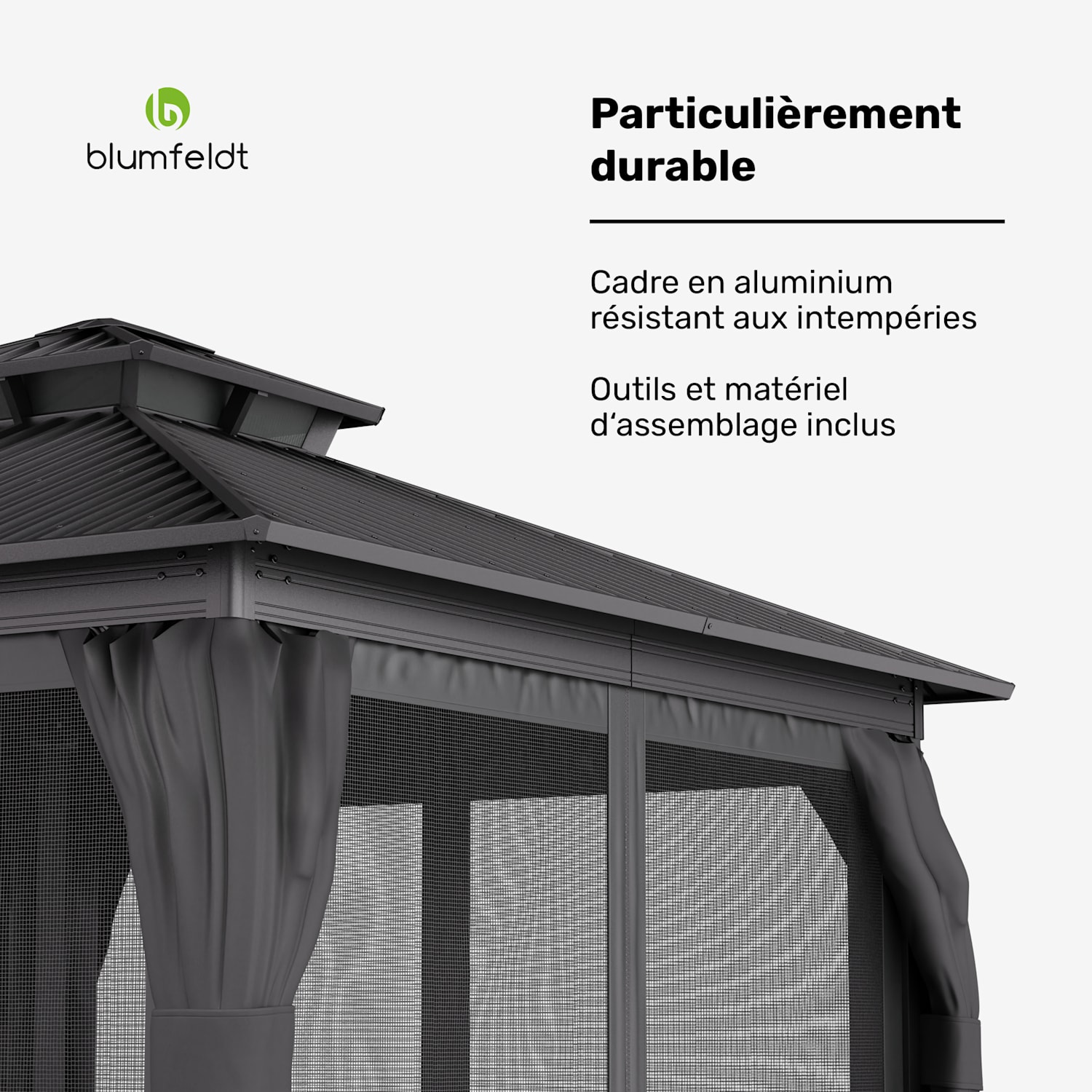 ShadeFortress paviljoen 3 x 3 m gegalvaniseerd stalen dak beschermt tegen zon, regen en wind 3 x 3 m