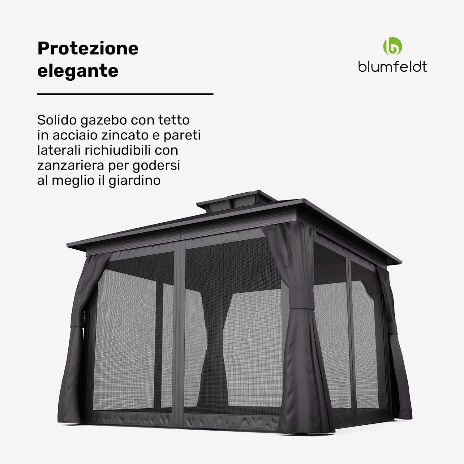 Il gazebo ShadeFortress da 3x3 m in acciaio zincato protegge dal sole, dalla pioggia e dal vento 3 x 3 m
