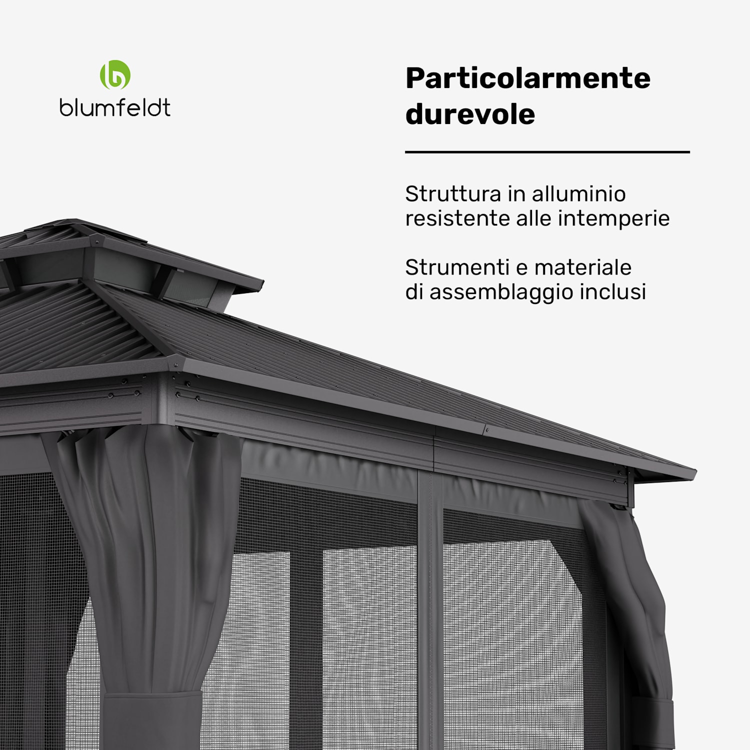 Il gazebo ShadeFortress da 3x3 m in acciaio zincato protegge dal sole, dalla pioggia e dal vento 3 x 3 m