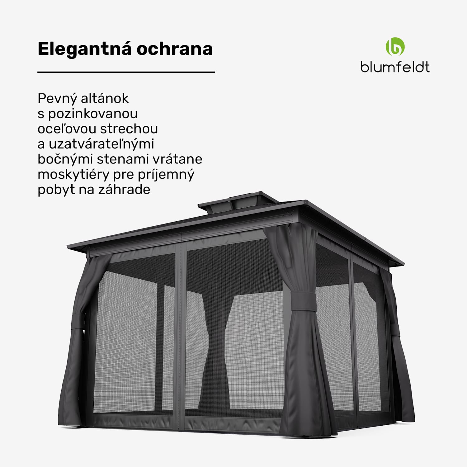 Blumfeldt ShadeFortress, altánok, 3 x 3 m, pozinkovaná oceľová strecha, chráni pred slnkom, dažďom a vetrom 3 x 3 m