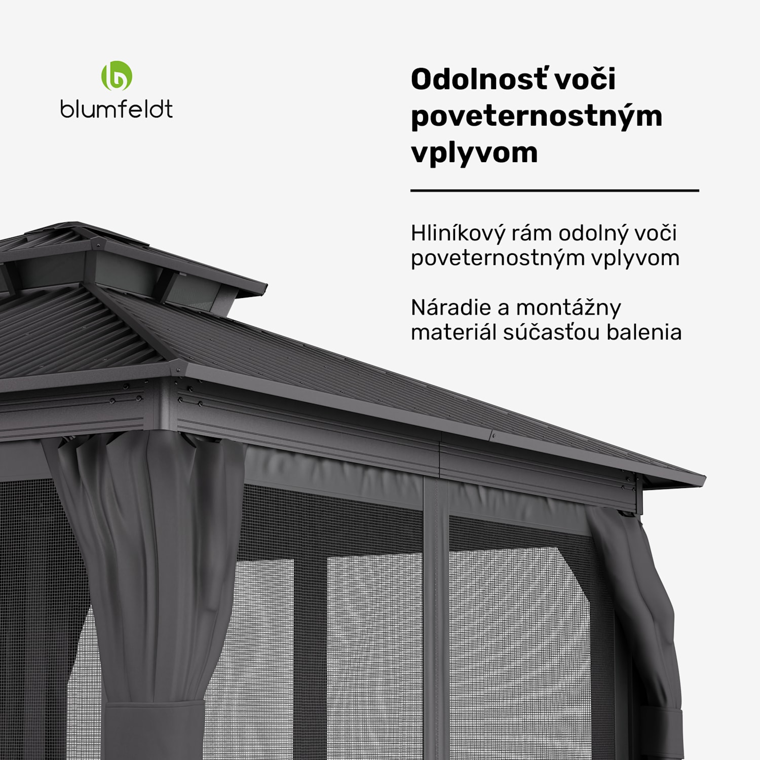 Blumfeldt ShadeFortress, altánok, 3 x 3 m, pozinkovaná oceľová strecha, chráni pred slnkom, dažďom a vetrom 3 x 3 m