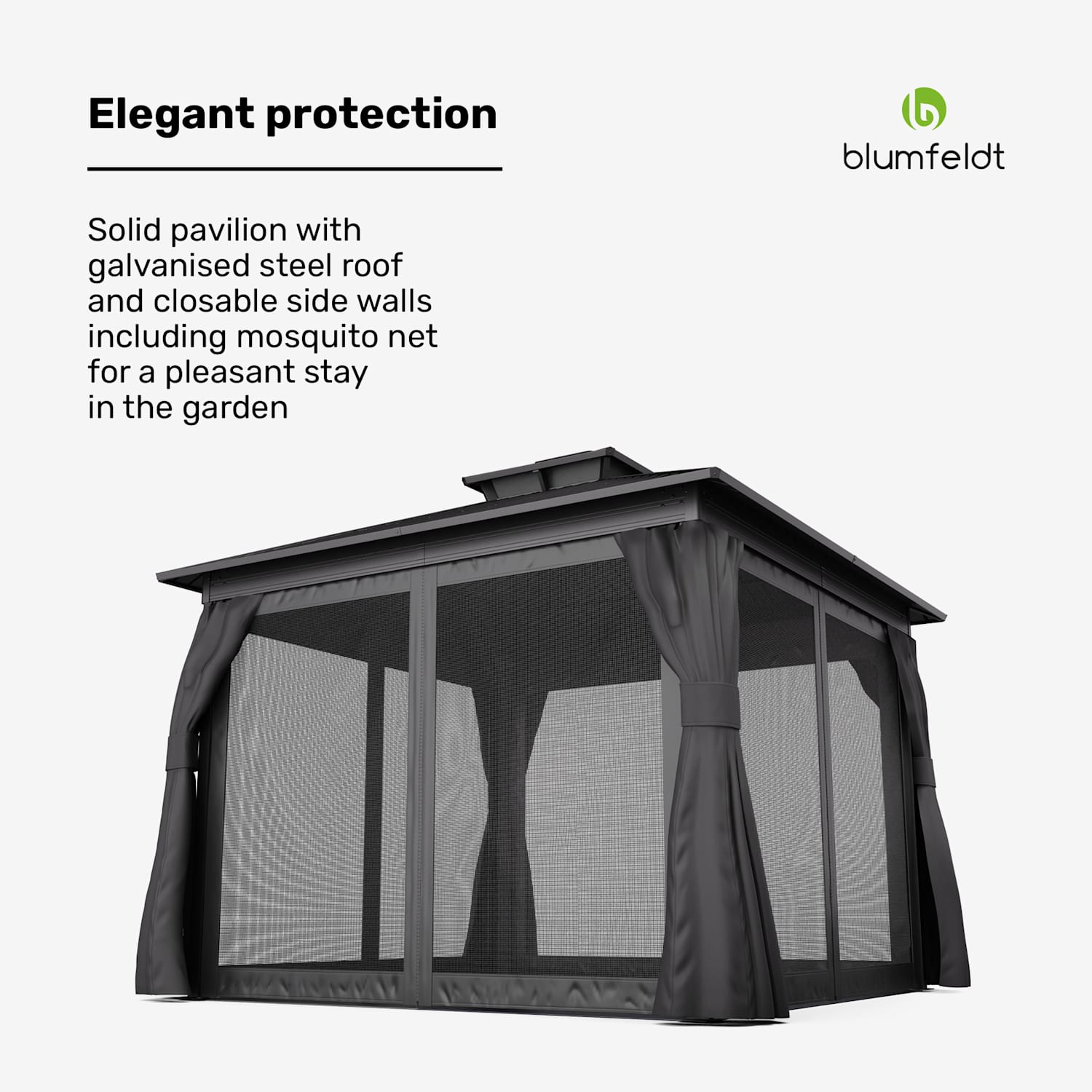 ShadeFortress gazebo 3x3 m galvanised steel roof protects against sun, rain and wind 3 x 3 m