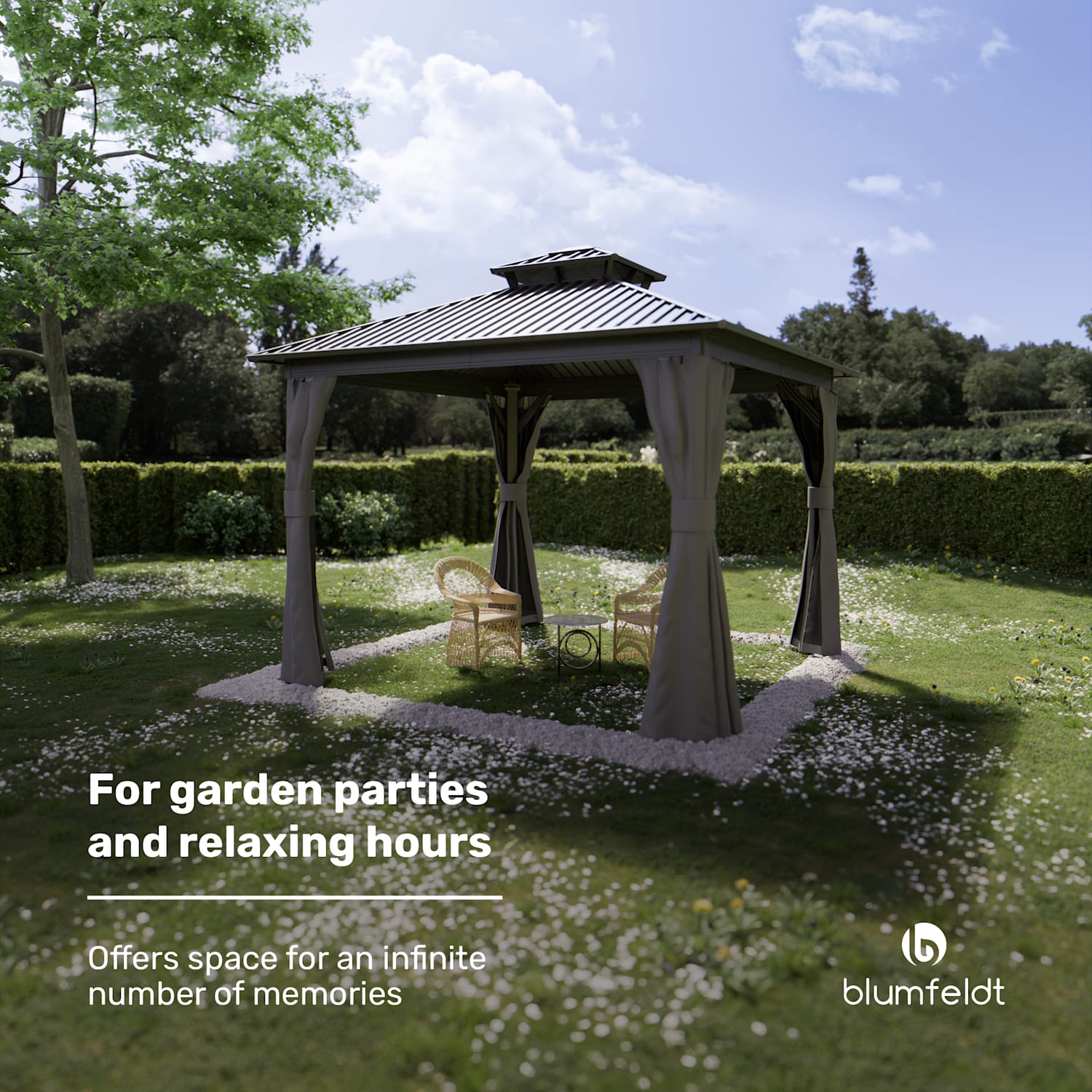 ShadeFortress gazebo 3x3 m galvanised steel roof protects against sun, rain and wind 3 x 3 m