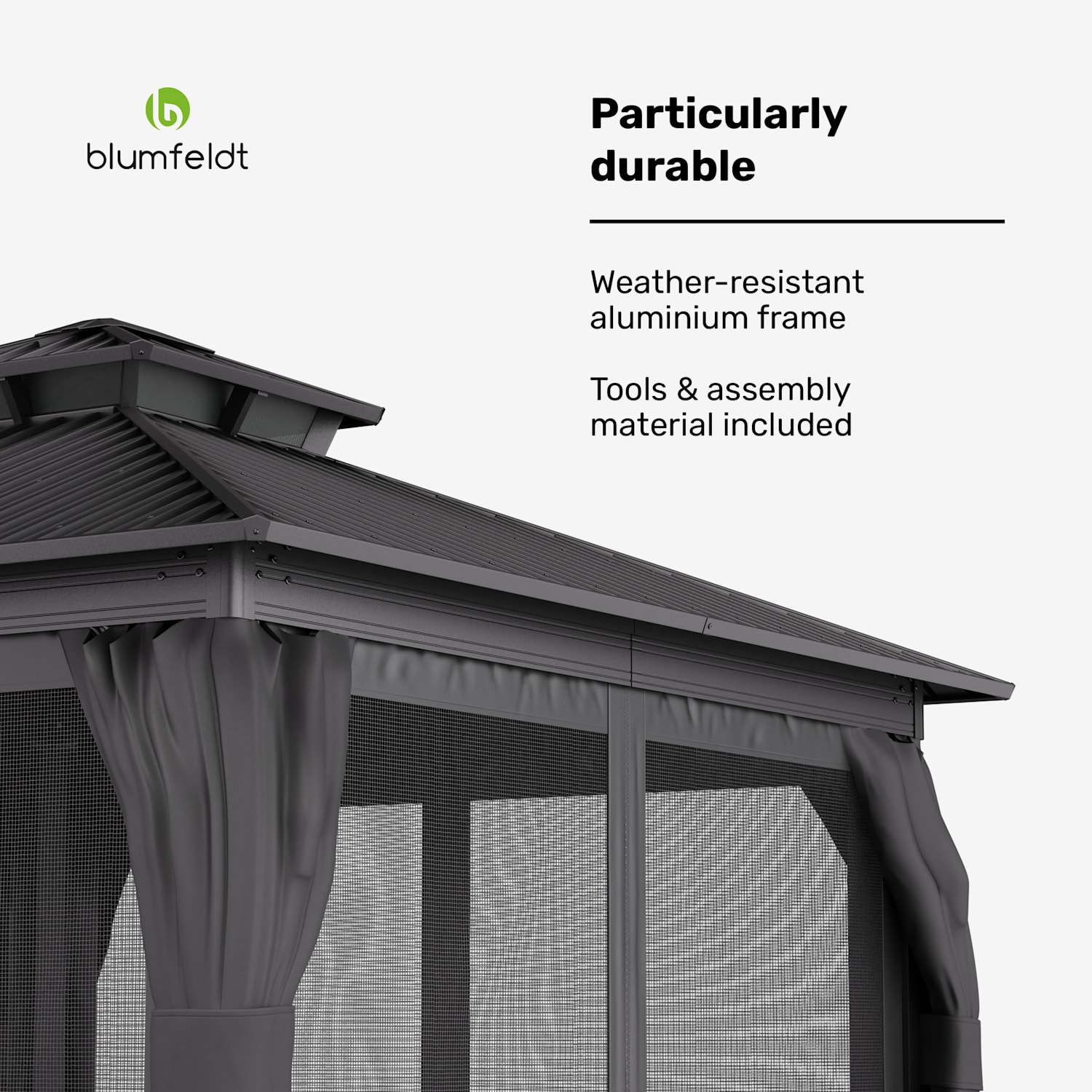 ShadeFortress gazebo 3x3 m galvanised steel roof protects against sun, rain and wind 3 x 3 m