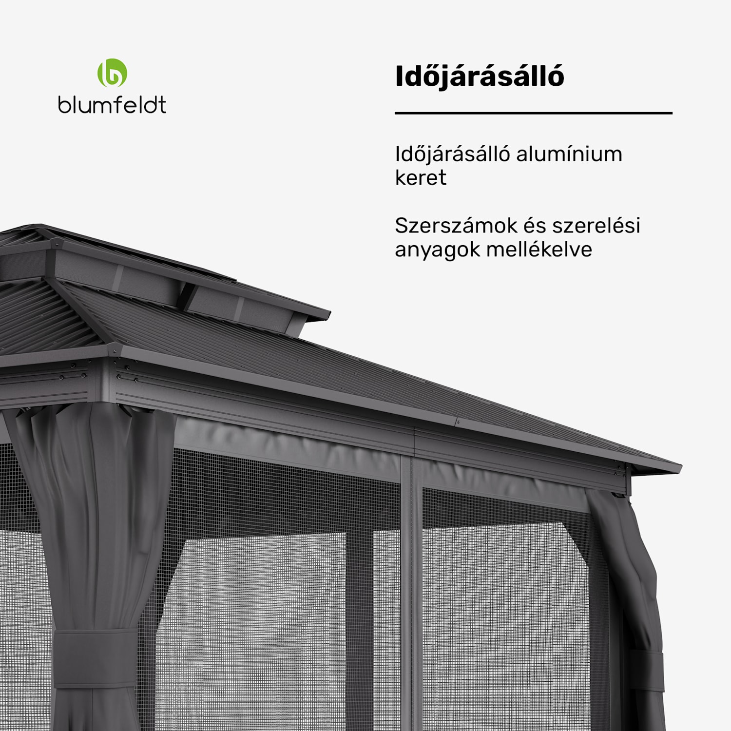 Blumfeldt ShadeFortress, pergola, 4 x 3 m, horganyzott acél tető, véd a nap, eső és a szél ellen 3 x 4 m