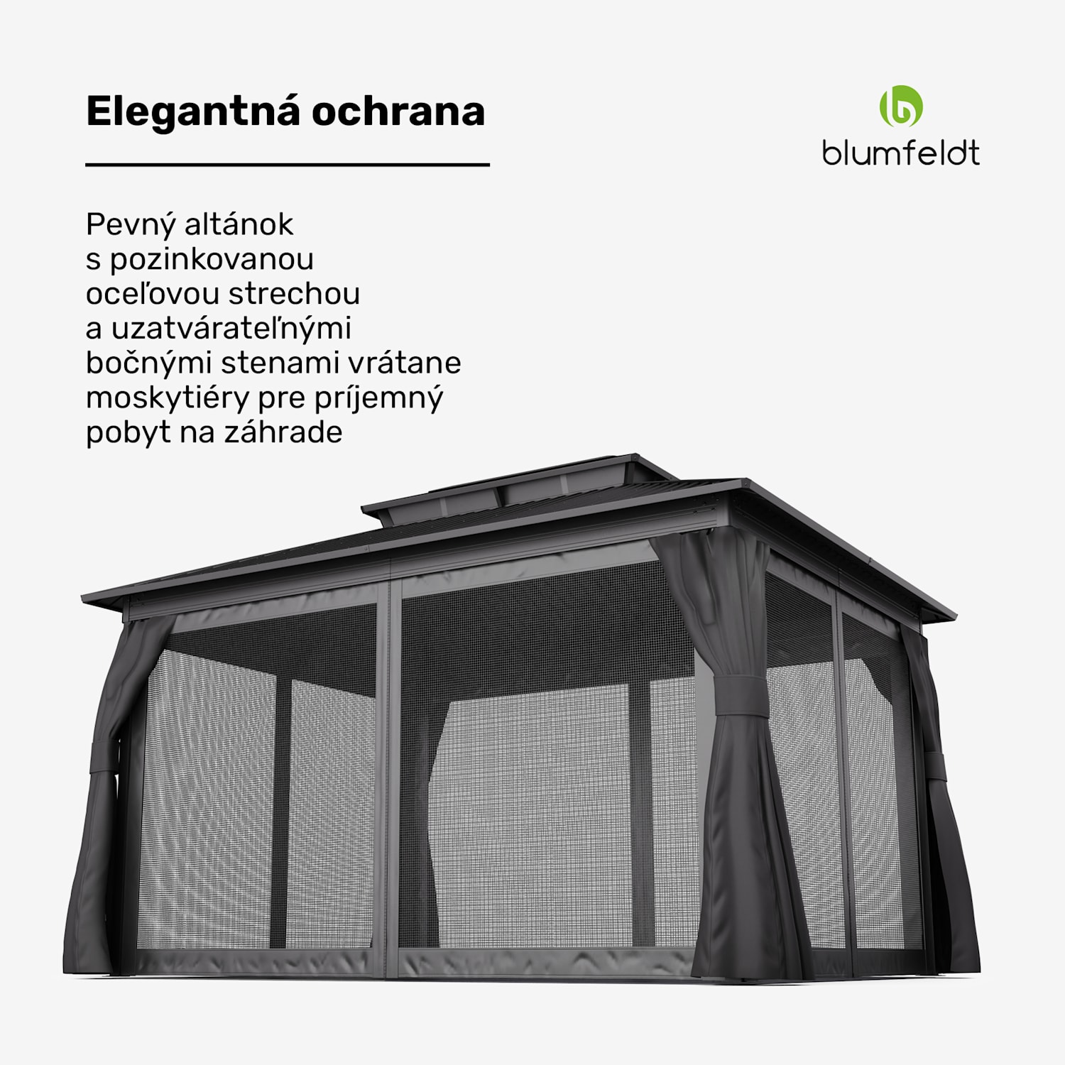 Blumfeldt ShadeFortress, altánok, 4 x 3 m, pozinkovaná oceľová strecha, chráni pred slnkom, dažďom a vetrom 3 x 4 m