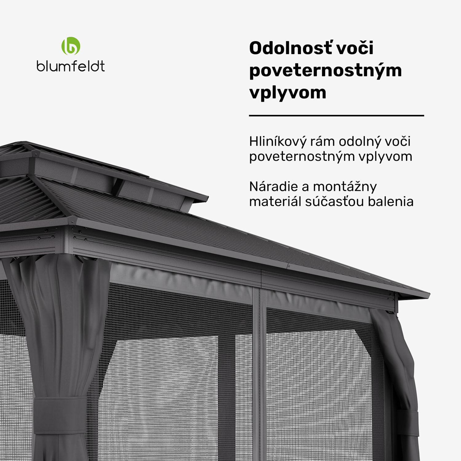 Blumfeldt ShadeFortress, altánok, 4 x 3 m, pozinkovaná oceľová strecha, chráni pred slnkom, dažďom a vetrom 3 x 4 m