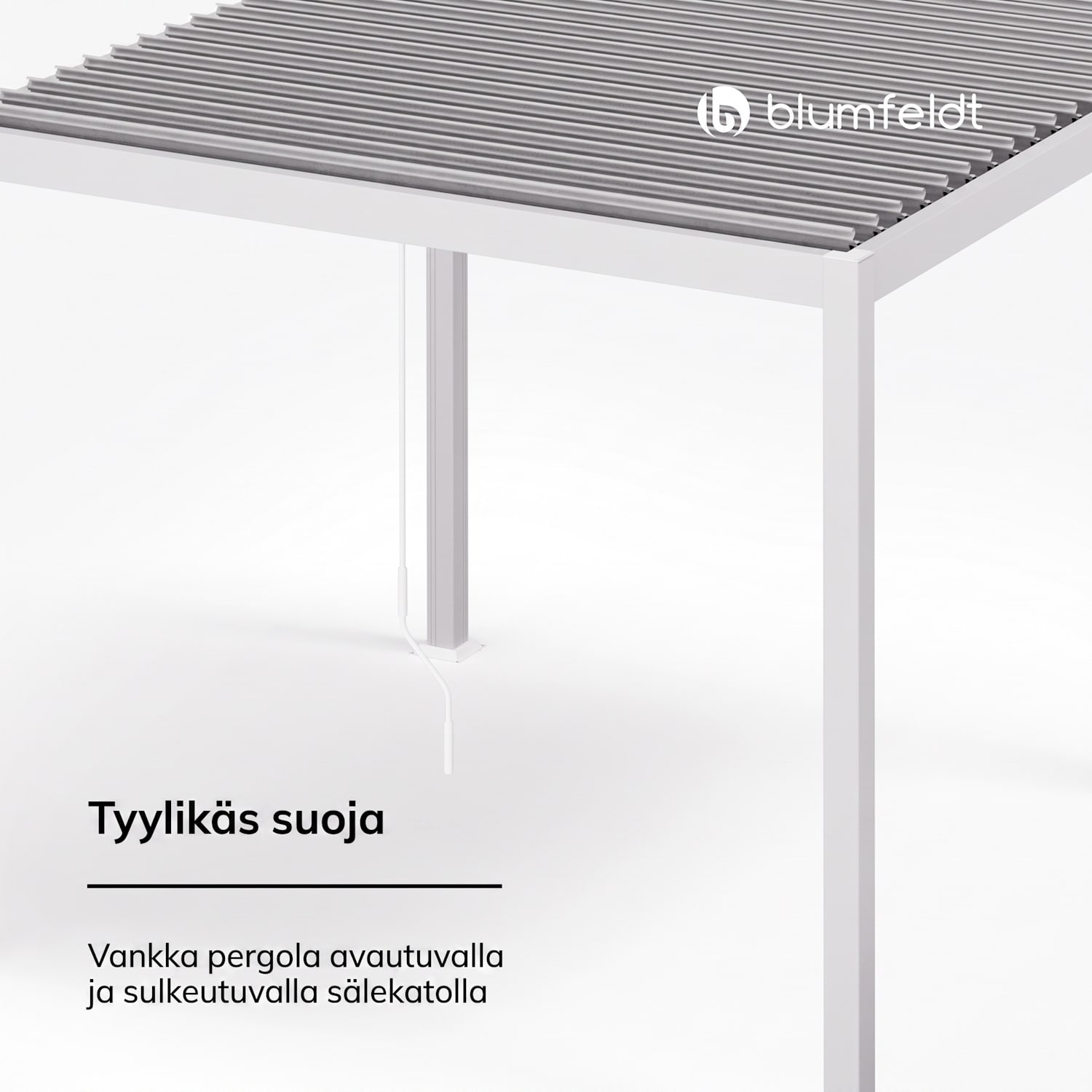 LuminaHaven huvimaja 3 x 3 m sälekatto sinkitystä teräksestä suojaa auringolta, sateelta ja tuulelta 3 x 3 m | Valkoinen