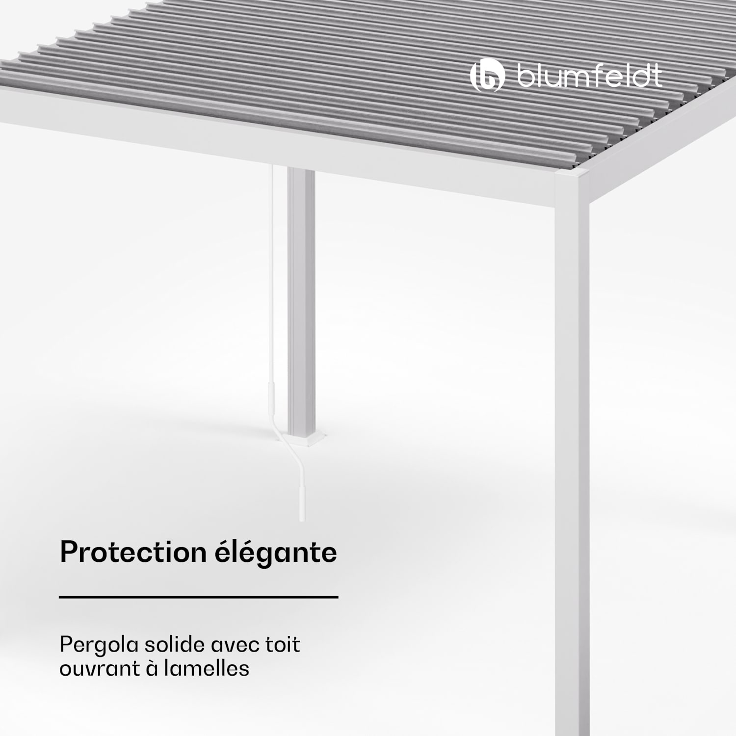 LuminaHaven Pavillon 3x3 m toit à lames en acier galvanisé protège du soleil, de la pluie et du vent 3 x 3 m | Blanc