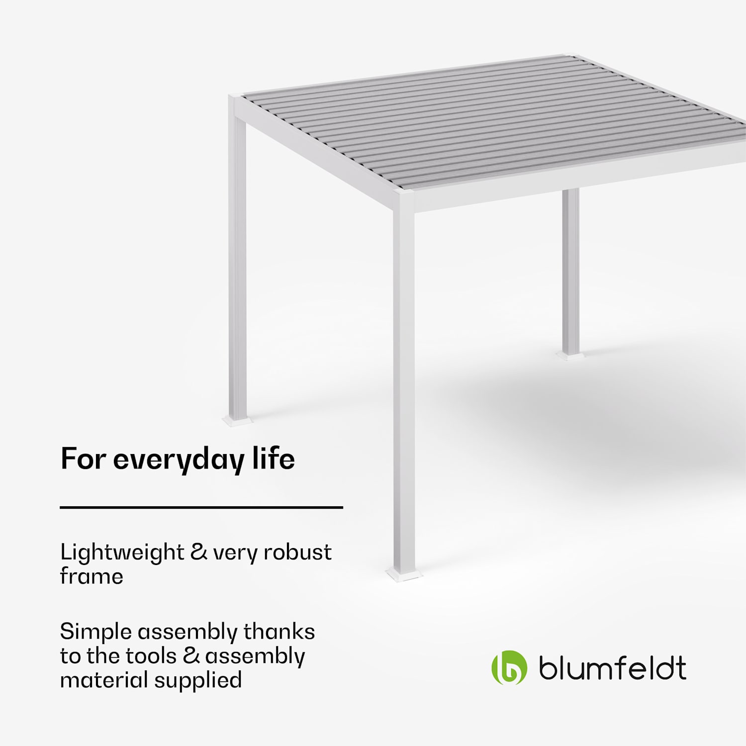 LuminaHaven huvimaja 3 x 3 m sälekatto sinkitystä teräksestä suojaa auringolta, sateelta ja tuulelta 3 x 3 m | Valkoinen