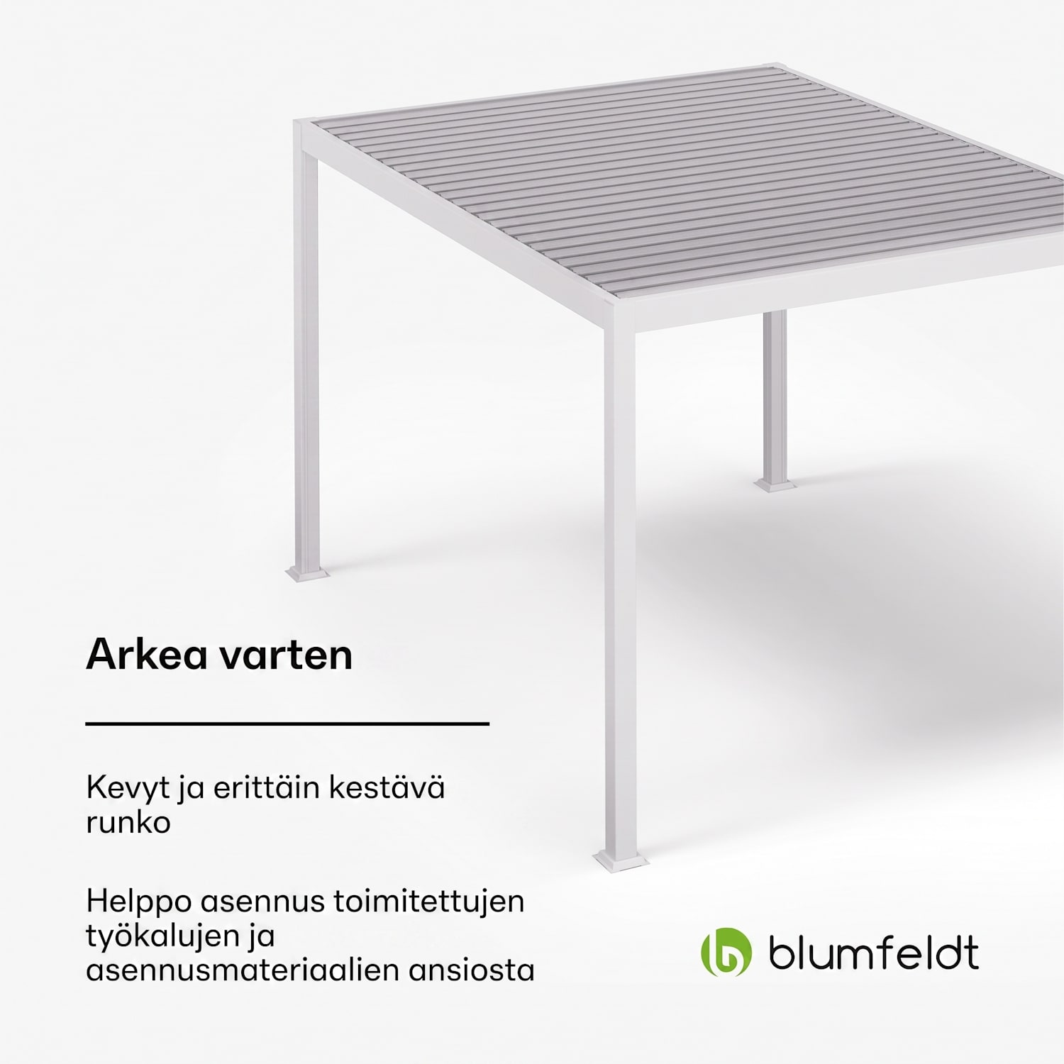 LuminaHaven huvimaja 3 x 4 m sälekatto sinkitystä teräksestä suojaa auringolta, sateelta ja tuulelta 3 x 4 m | Valkoinen