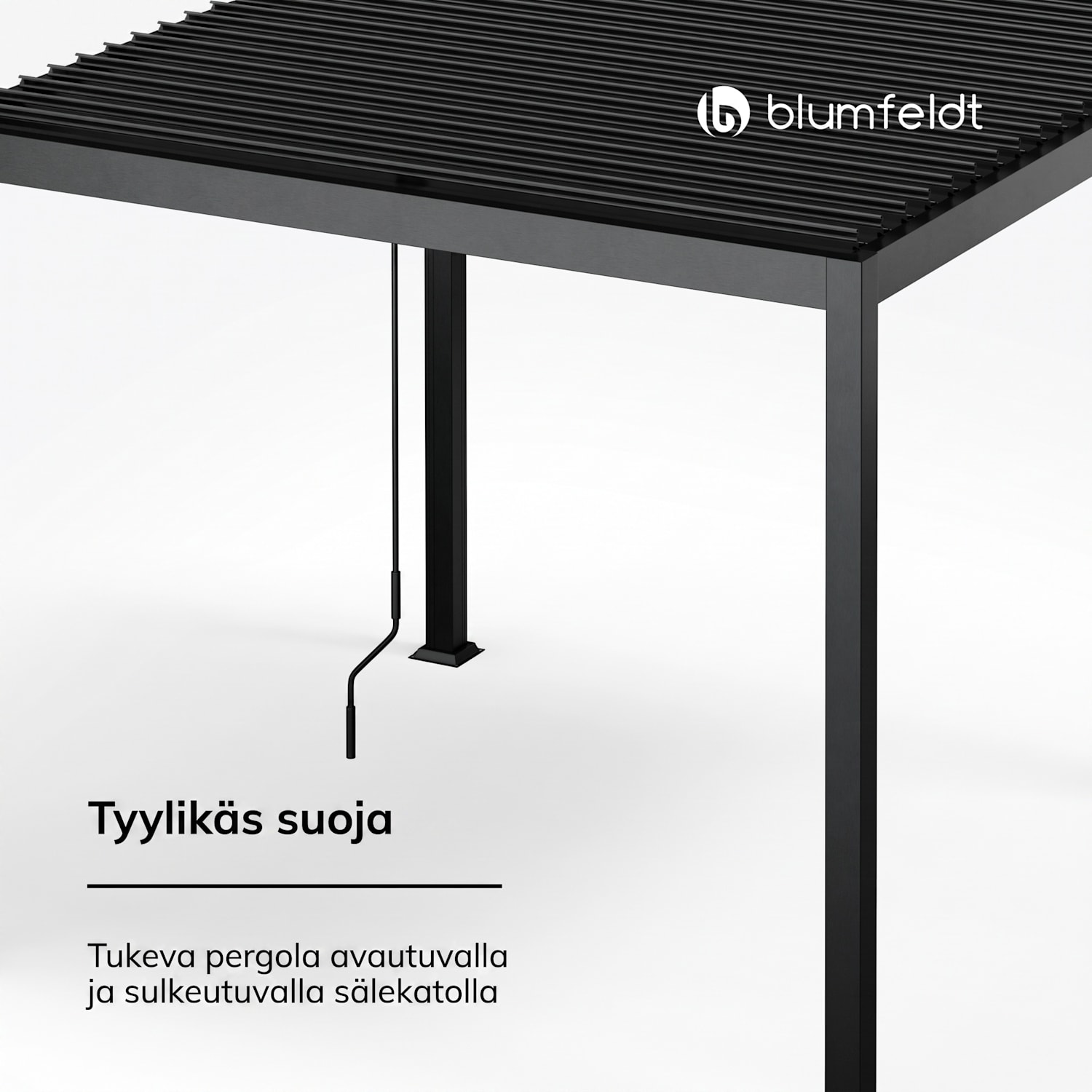 LuminaHaven huvimaja 3 x 3 m sälekatto sinkitystä teräksestä suojaa auringolta, sateelta ja tuulelta 3 x 3 m | Musta
