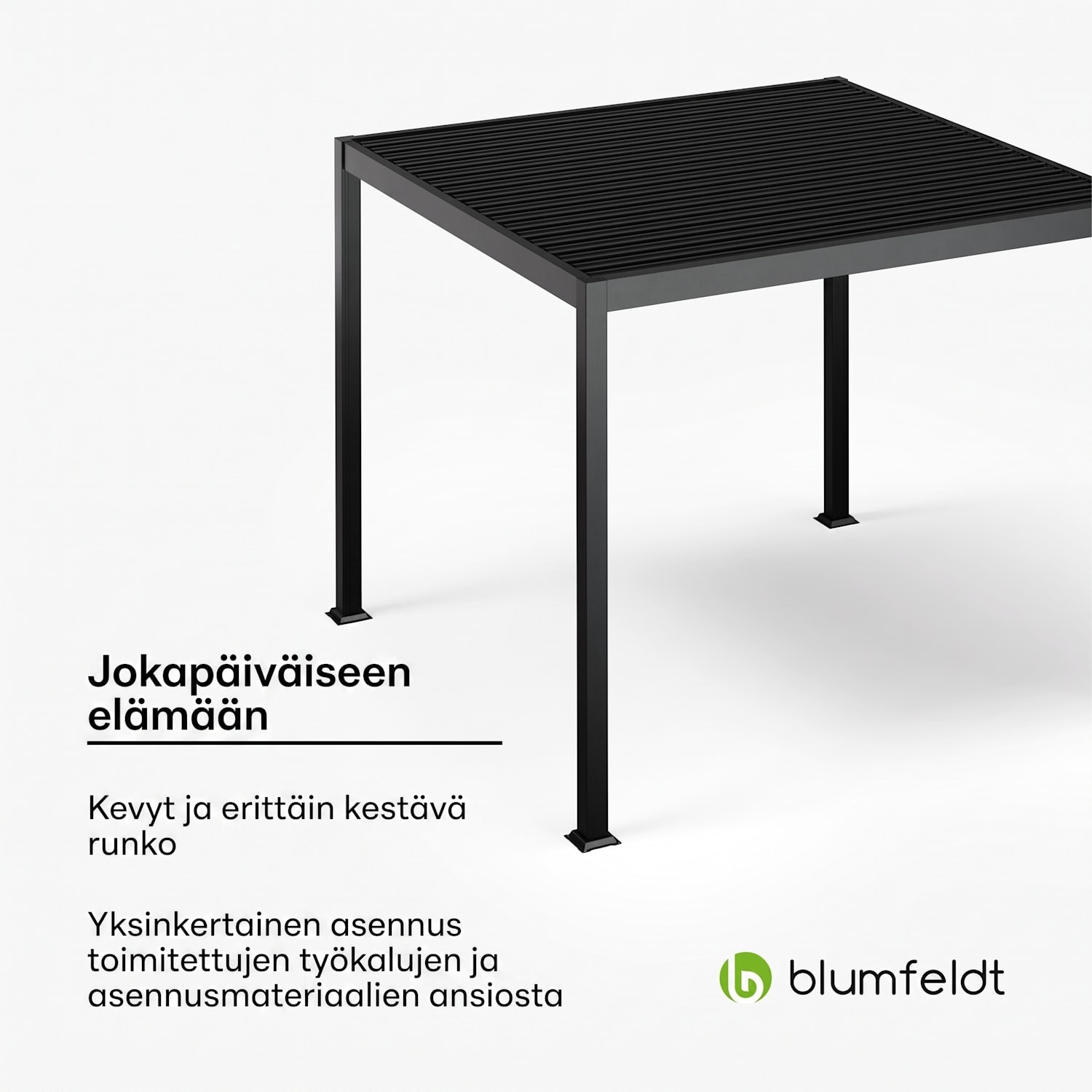 LuminaHaven huvimaja 3 x 3 m sälekatto sinkitystä teräksestä suojaa auringolta, sateelta ja tuulelta 3 x 3 m | Musta