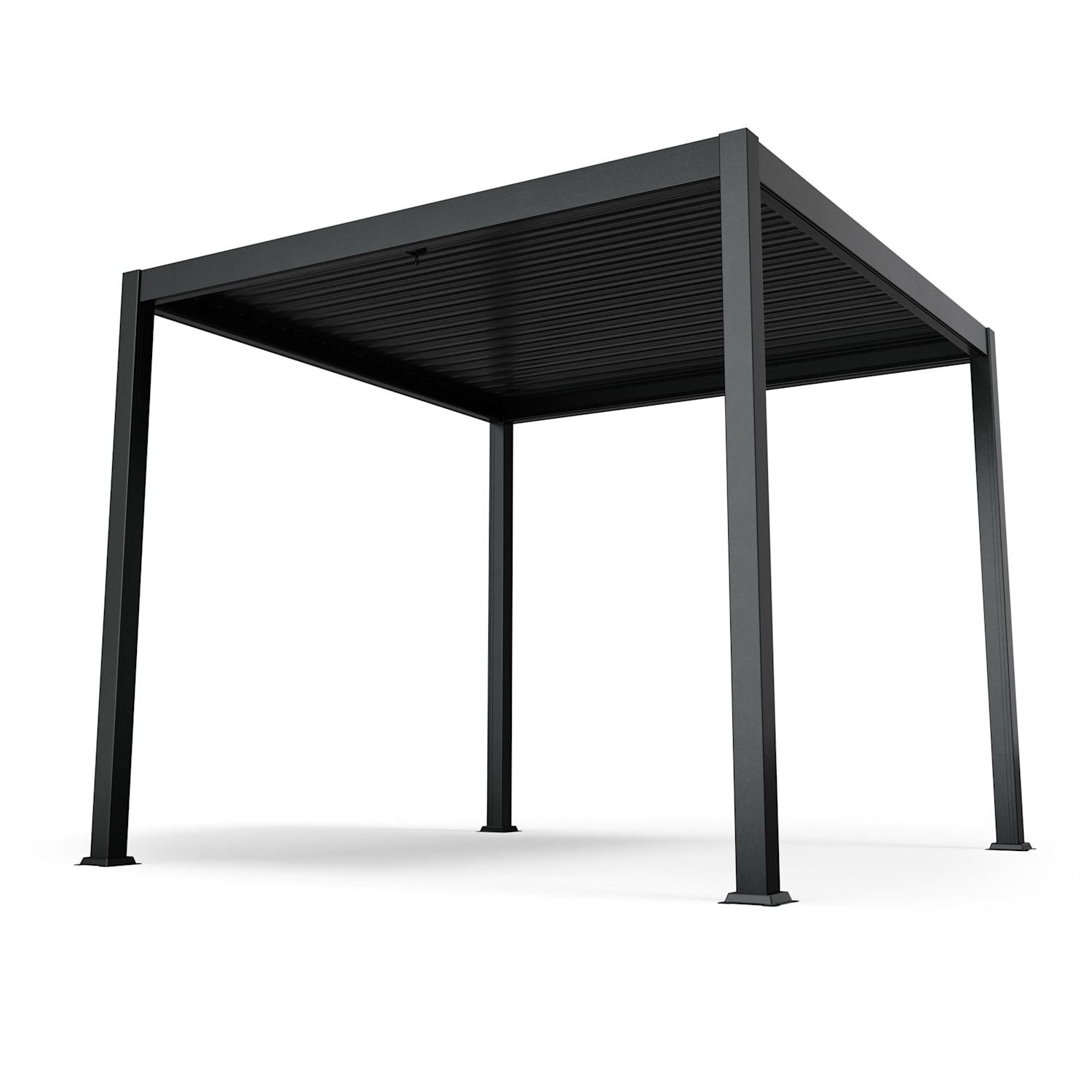 El Cenador LuminaHaven con techo de acero de lamas galvanizadas de 3x3 m protege del sol, la lluvia y el viento 3 x 3 m | Negro