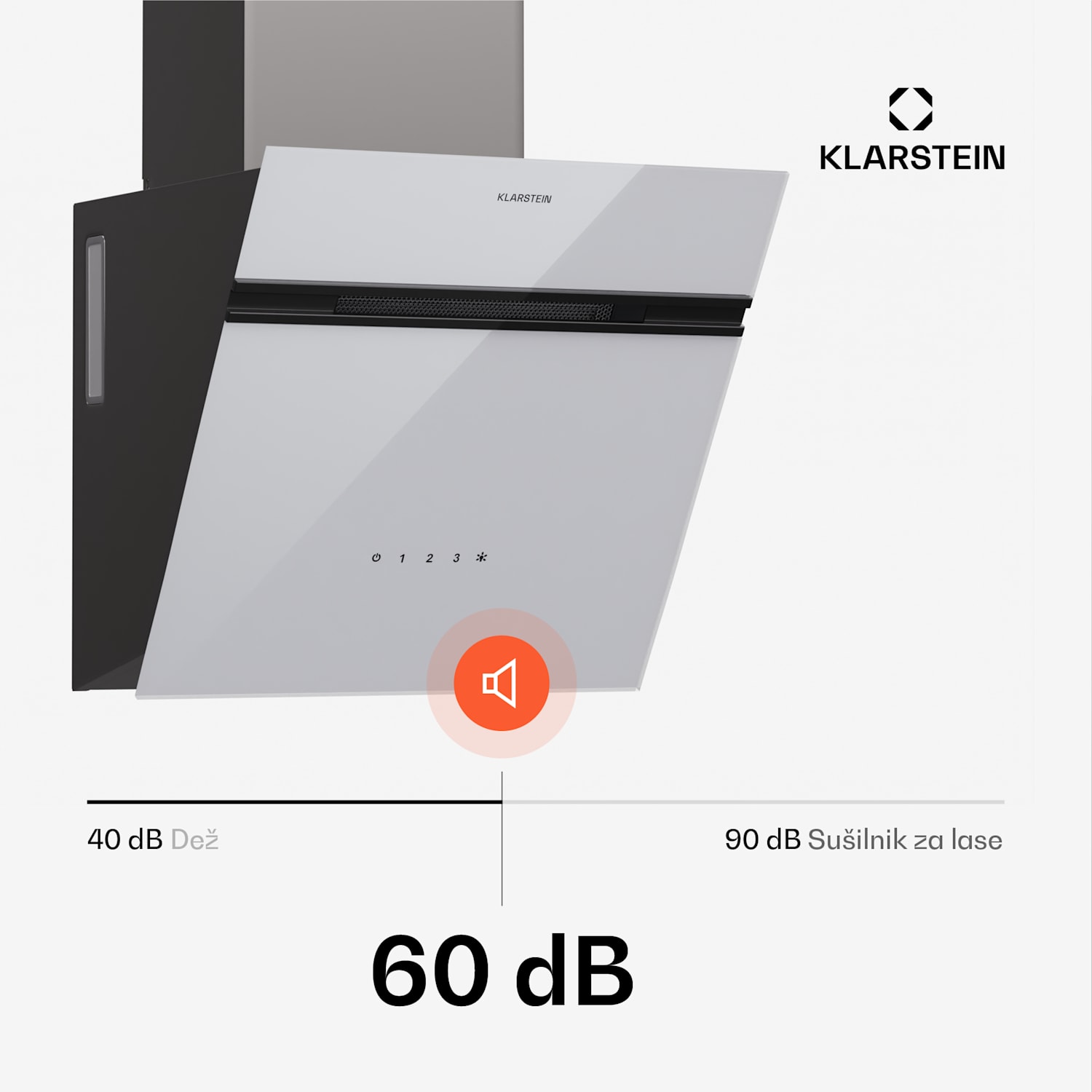 Alina napa, 40 cm, 538 m³/h, LED zaslon, Ambientna osvetlitev, Steklena sprednja stran, EEK A 