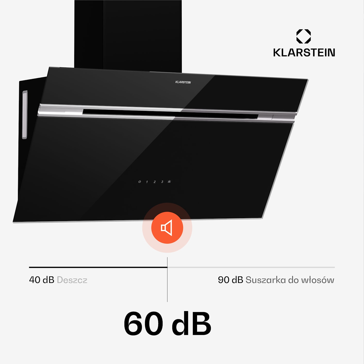 Alina okap, 70 cm, 594 m³/h, wyświetlacz LED, oświetlenie ambientowe, szklany front, EEK A 