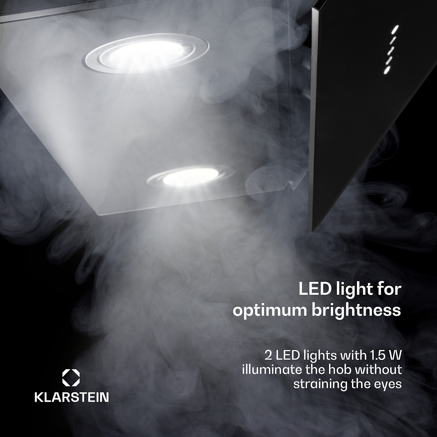 Alina extractor hood | 70 cm | 594 m³/h | LED display | ambient | glass front | EEC A 70 cm | Black