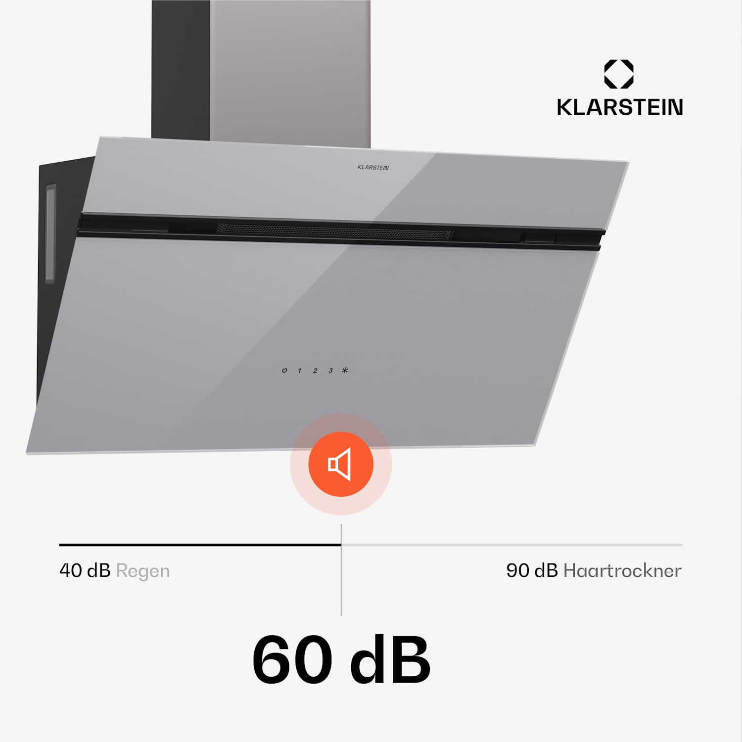 Alina Dunstabzugshaube | 70 cm | 594 m³/h | LED-Display | Ambiente | Glasfront | EEK A 70 cm | Hellgrau