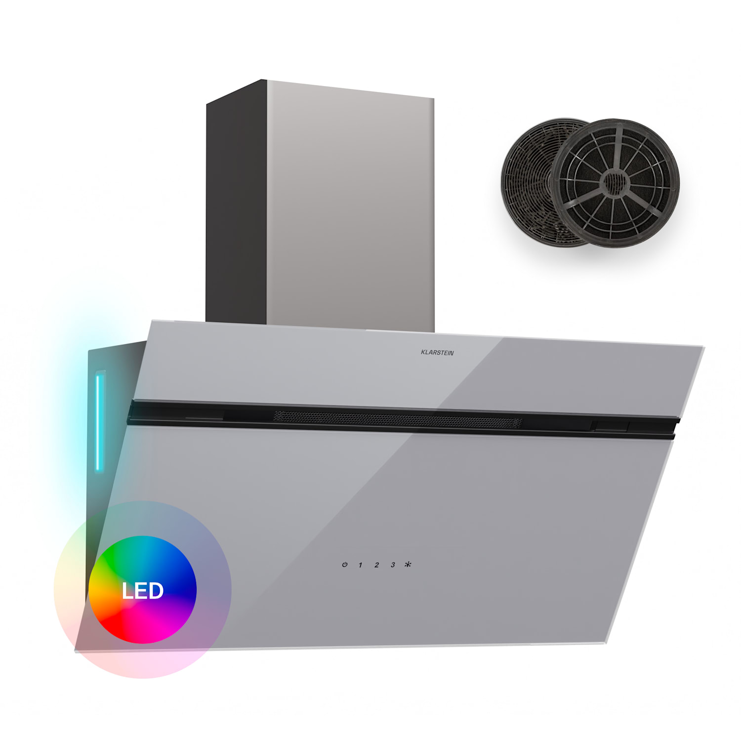 Hota Alina, 70 cm, 594 m³/h, Afișaj cu LED, Iluminare ambientală, Partea frontală din sticlă, EEK A 