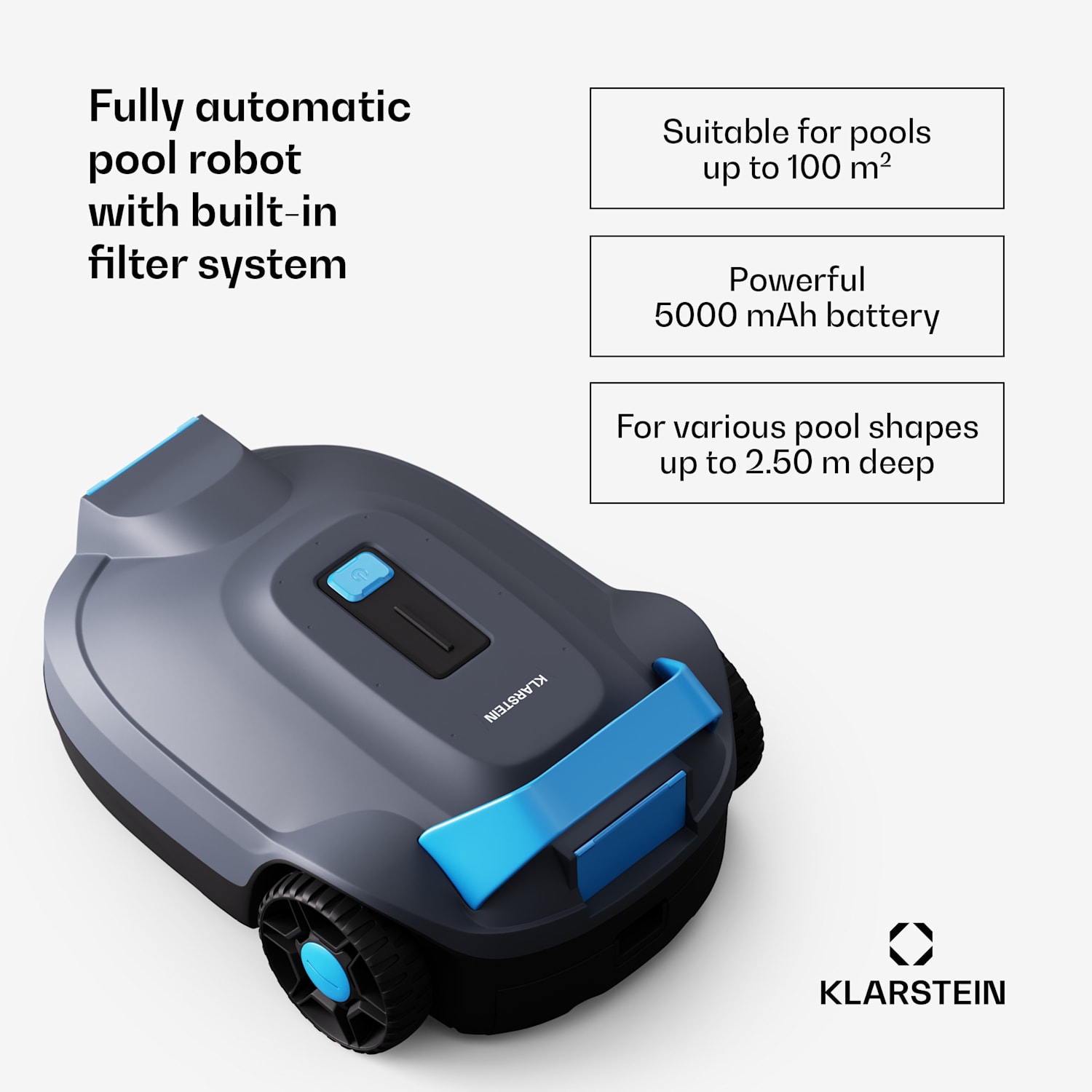 AquaSub zwembadrobot 5000 mAh accu tot 100 m² volautomatisch ingebouwd filtersysteem IPX8