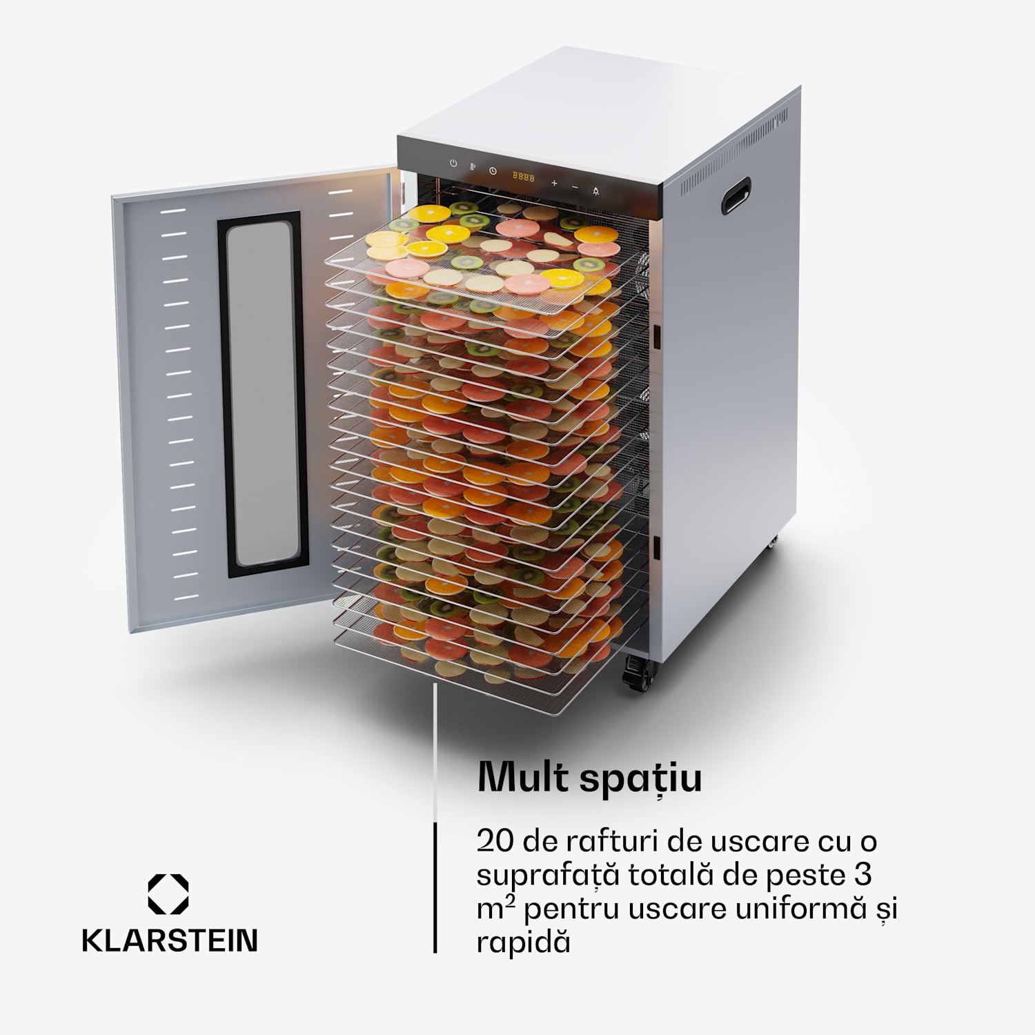 Uscător MasterJerky 300, 2 000 W, 30 - 90 °C, cronometru de 24 de ore, oțel inoxidabil 