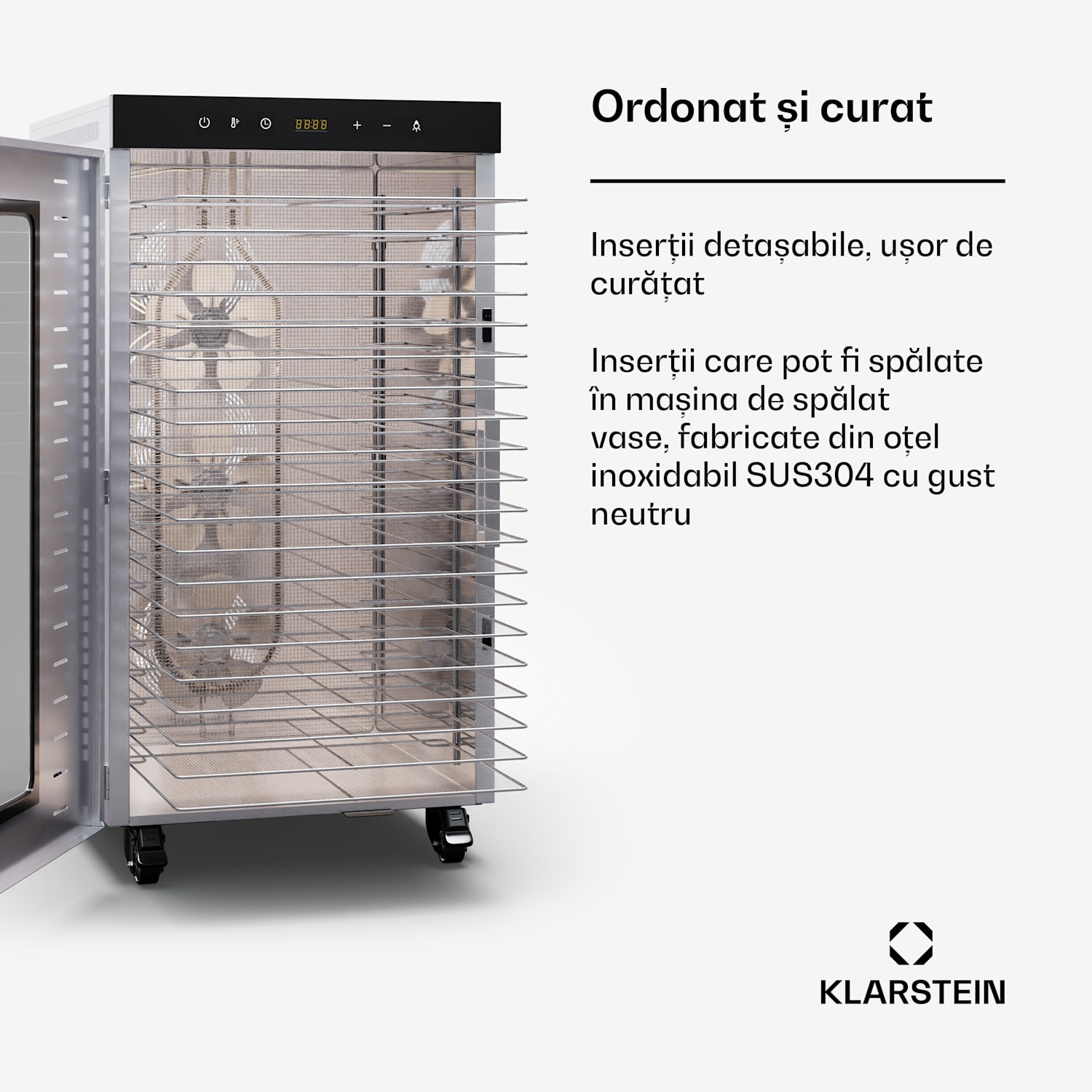 Uscător MasterJerky 300, 2 000 W, 30 - 90 °C, cronometru de 24 de ore, oțel inoxidabil 