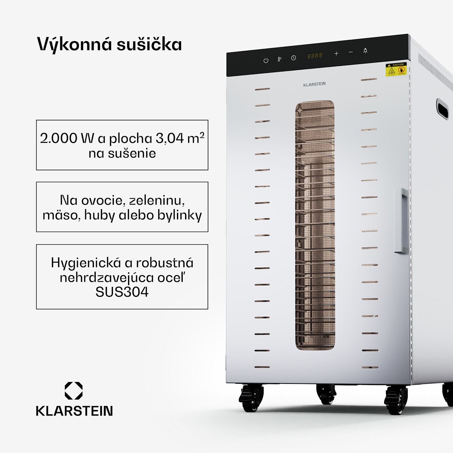 MasterJerky 300 sušička, 2 000 W, 30 - 90 °C, 24h časovač, nehrdzavejúca oceľ 