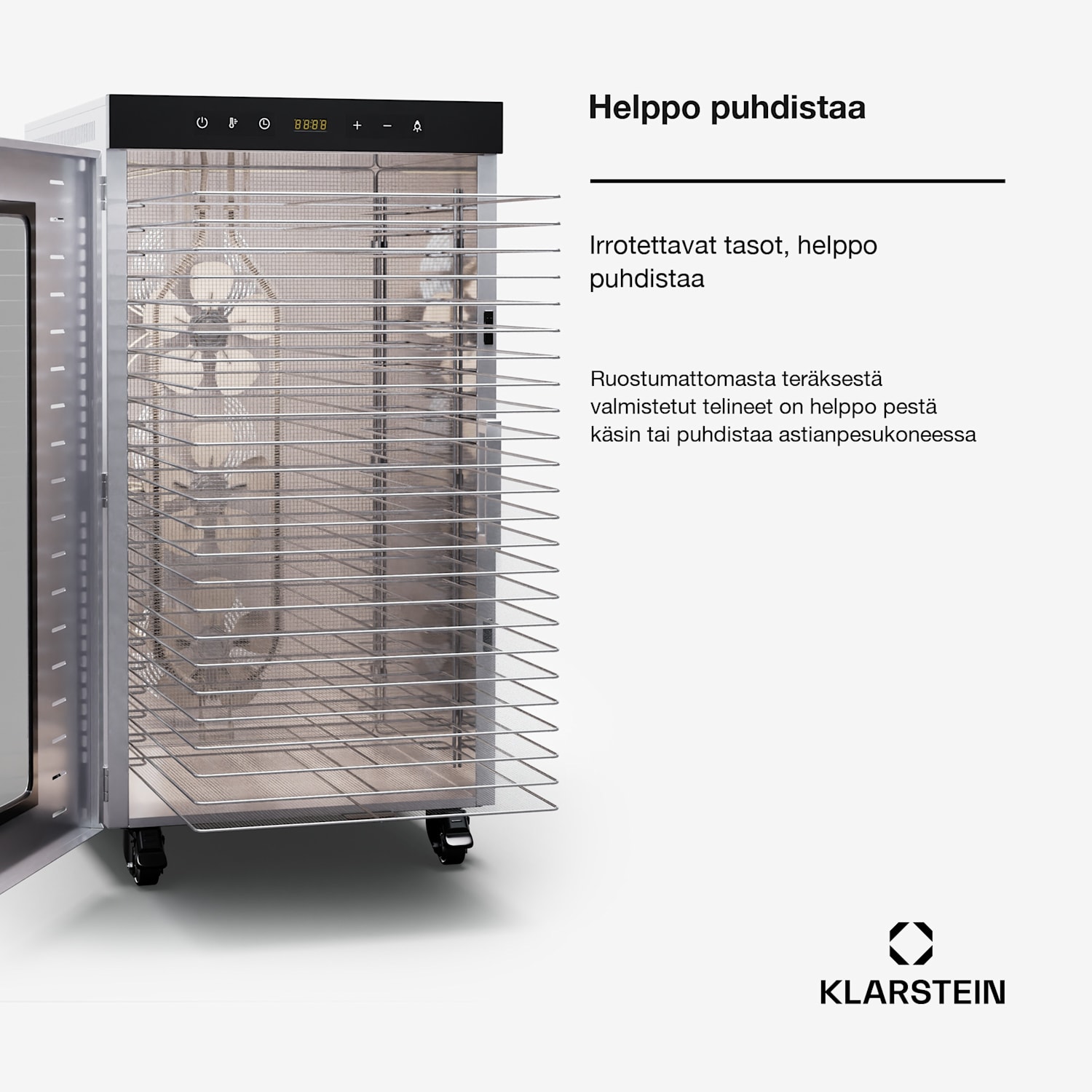 MasterJerky 350 kuivuri 2 000 watilla lämpötila-alue 30–90 °C 24 tunnin ajastin ruostumaton teräs 