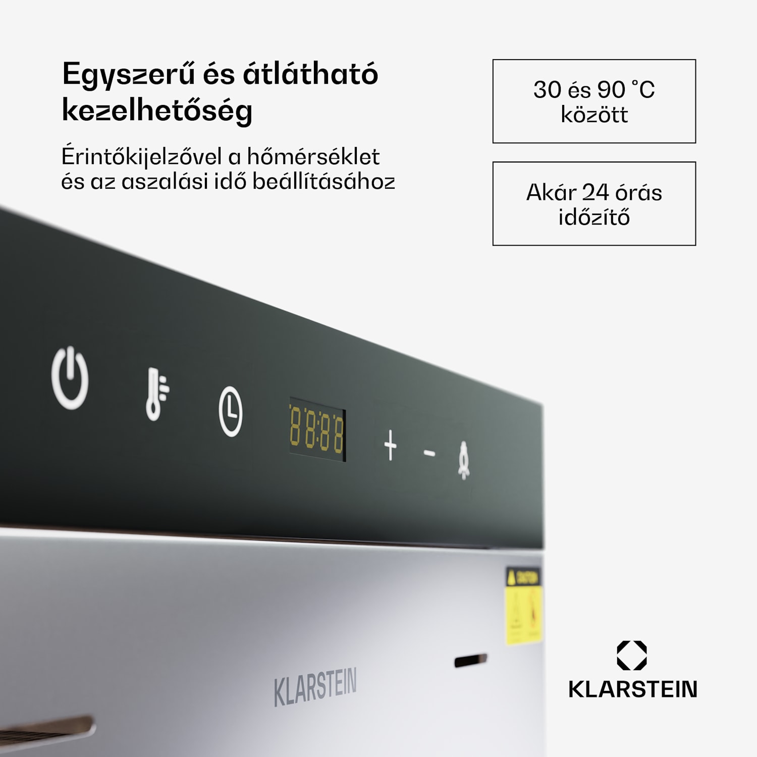 MasterJerky 350, szárító, teljesítmény 2 000 W, hőmérséklet-tartomány 30 - 90 °C, 24 órás időzítő, rozsdamentes acél 