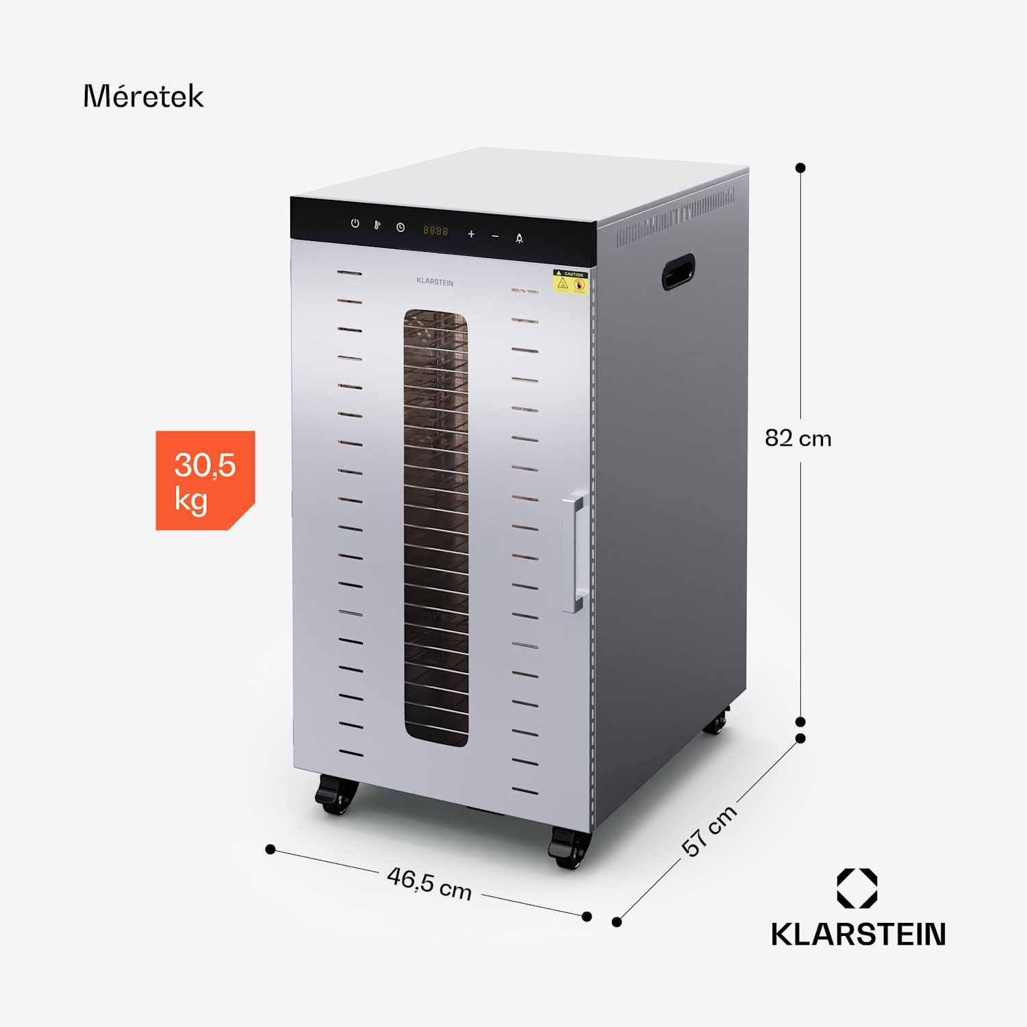 MasterJerky 350, szárító, teljesítmény 2 000 W, hőmérséklet-tartomány 30 - 90 °C, 24 órás időzítő, rozsdamentes acél 