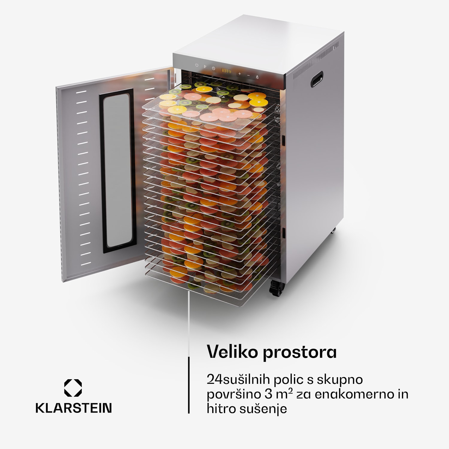 MasterJerky 350, sušilnik, moč 2 000 V, temperaturno območje 30 - 90 °C, 24-urni časovnik, nerjaveče jeklo 