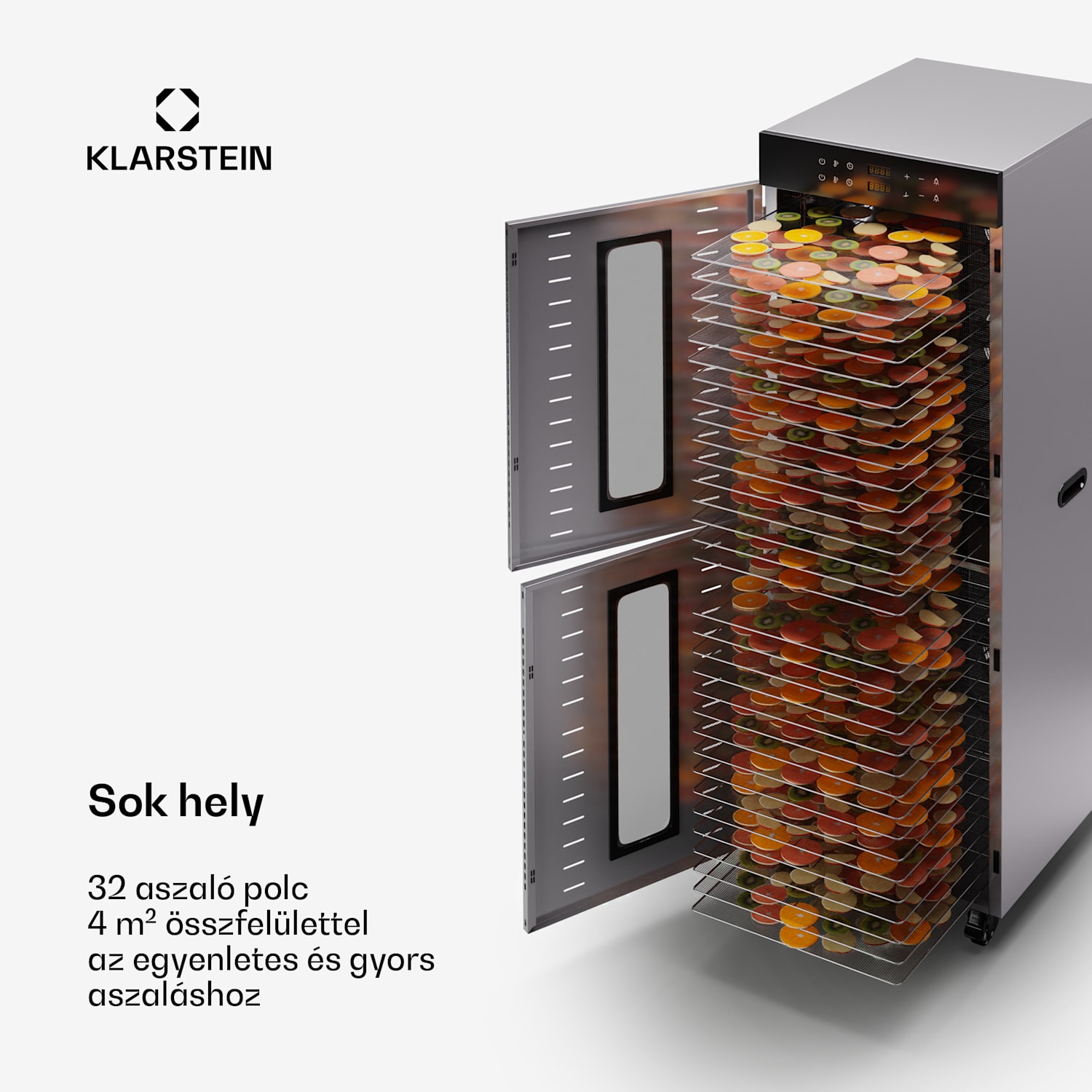 Master Jerky 500 Vertical szárító, 3 000 W, két kamrával, hőmérséklet-tartomány 30 - 90 °C 