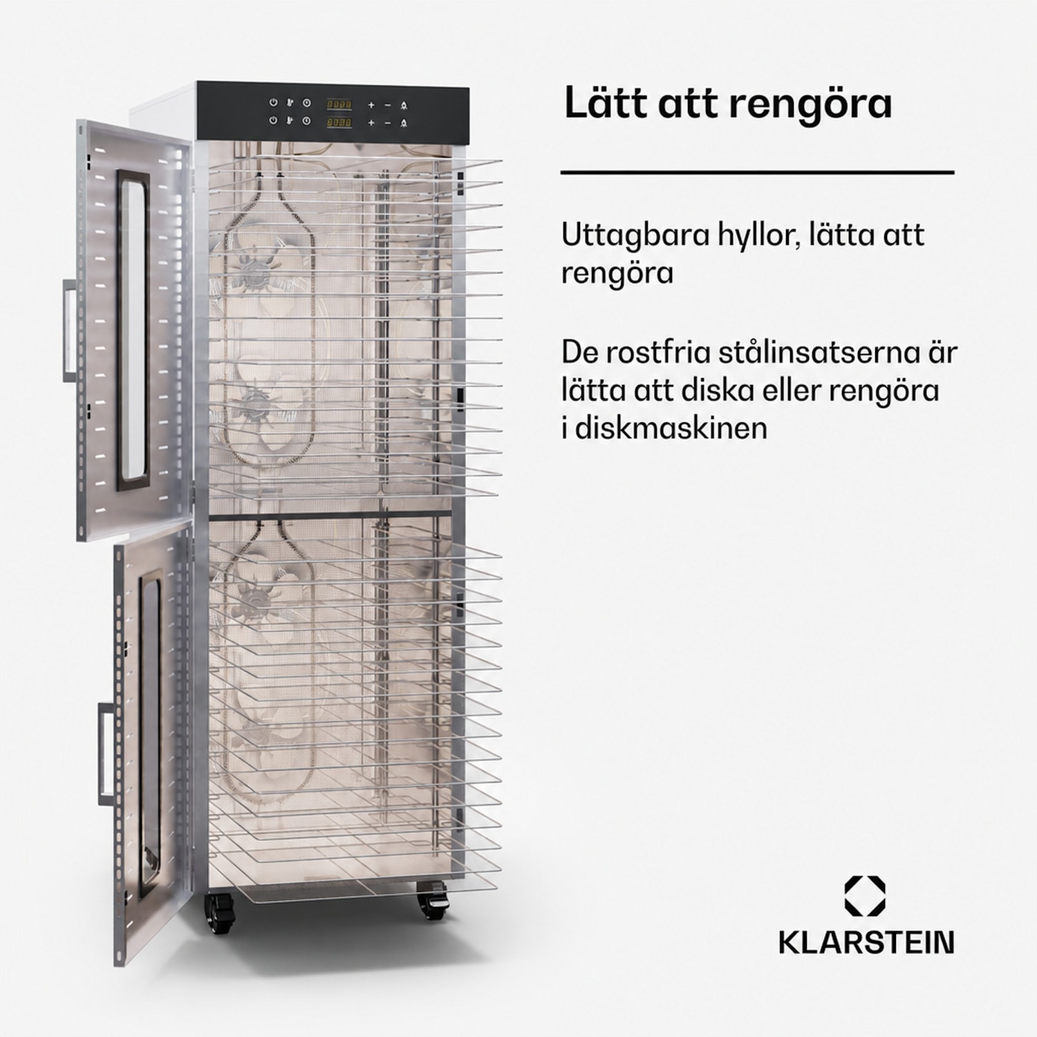 Master Jerky 500 vertikal torkugn med 3 000 W två torkkammare Temperaturområde 30–90 °C 