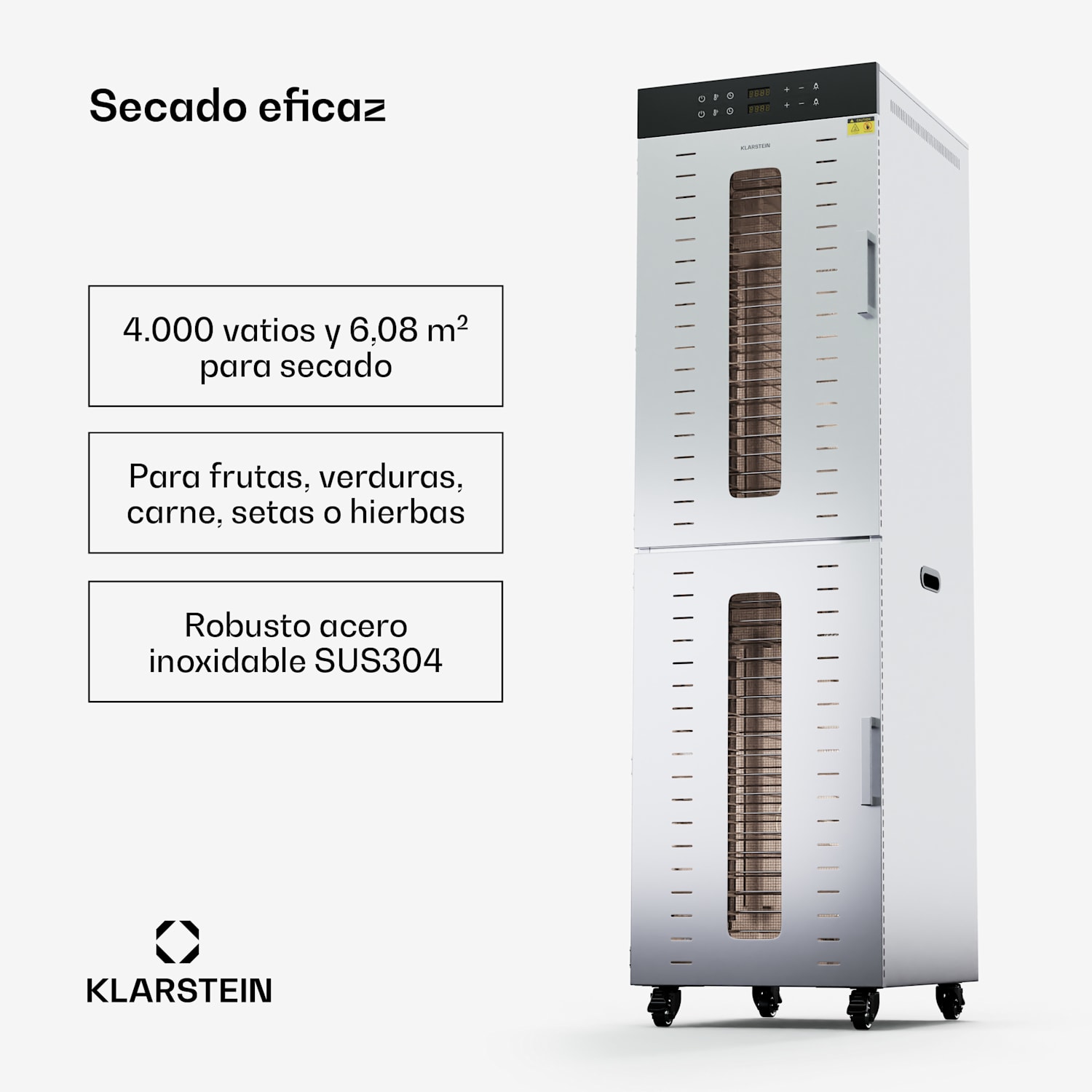 Deshidratador Master Jerky 600 con 4.000 W dos cámaras de deshidratación Rango de temperatura 30 - 90 °C 