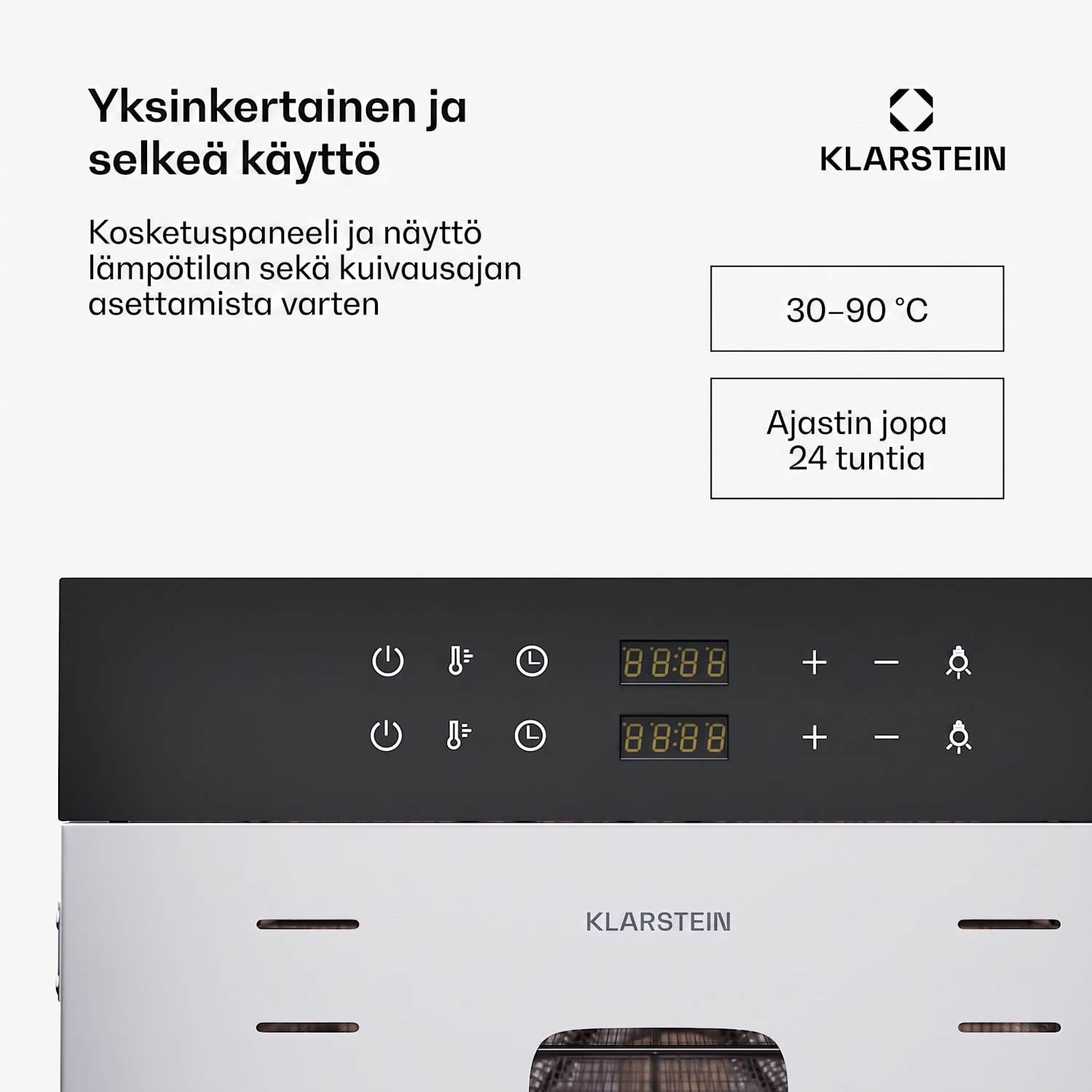 Master Jerky 600 kuivuri 4000 watilla kaksi kuivauskammiota lämpötila-alue 30 - 90 °C 