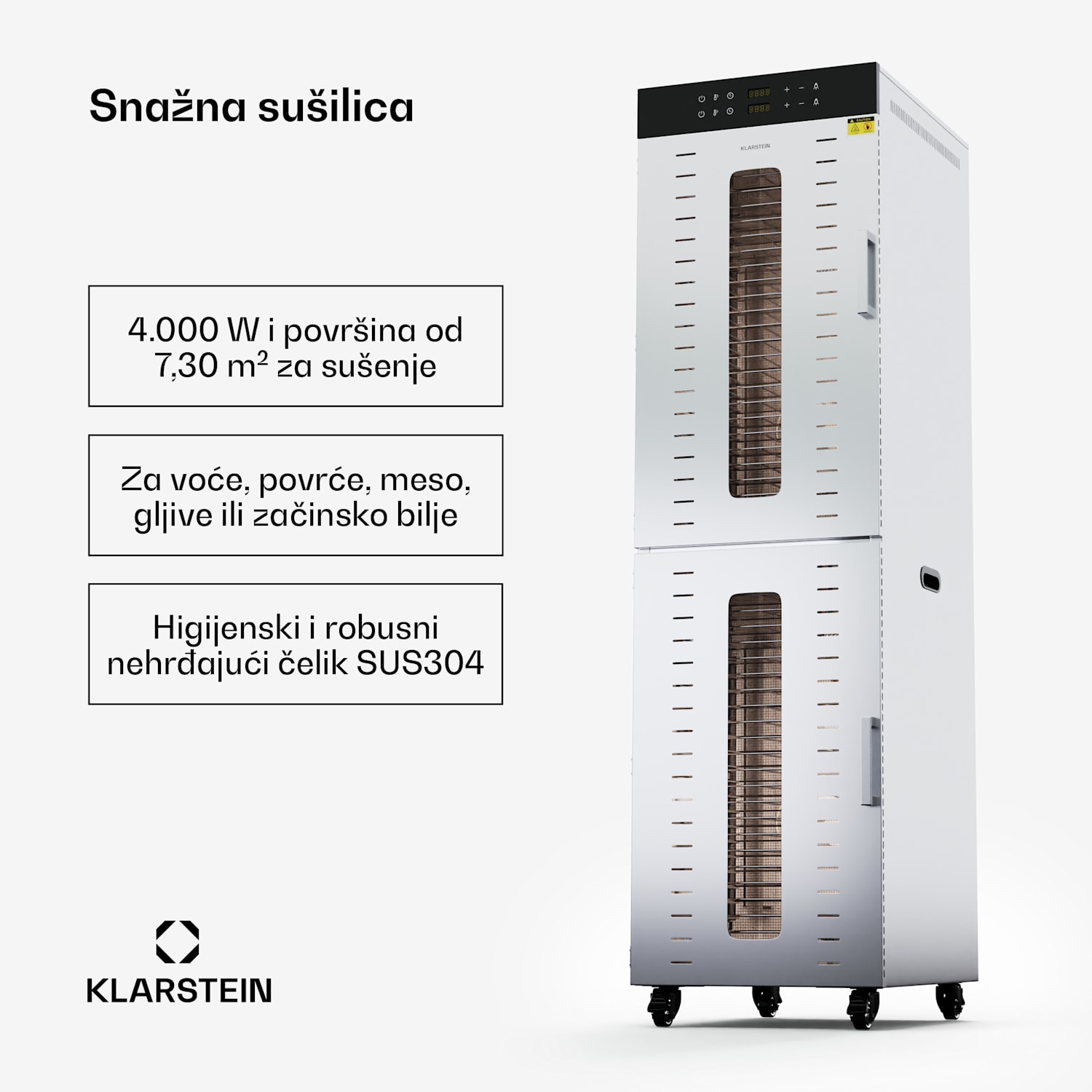 Master Jerky 700, sušilica hrane, snaga 4000 W, s dvije komore, raspon temperature 30 - 90 °C 