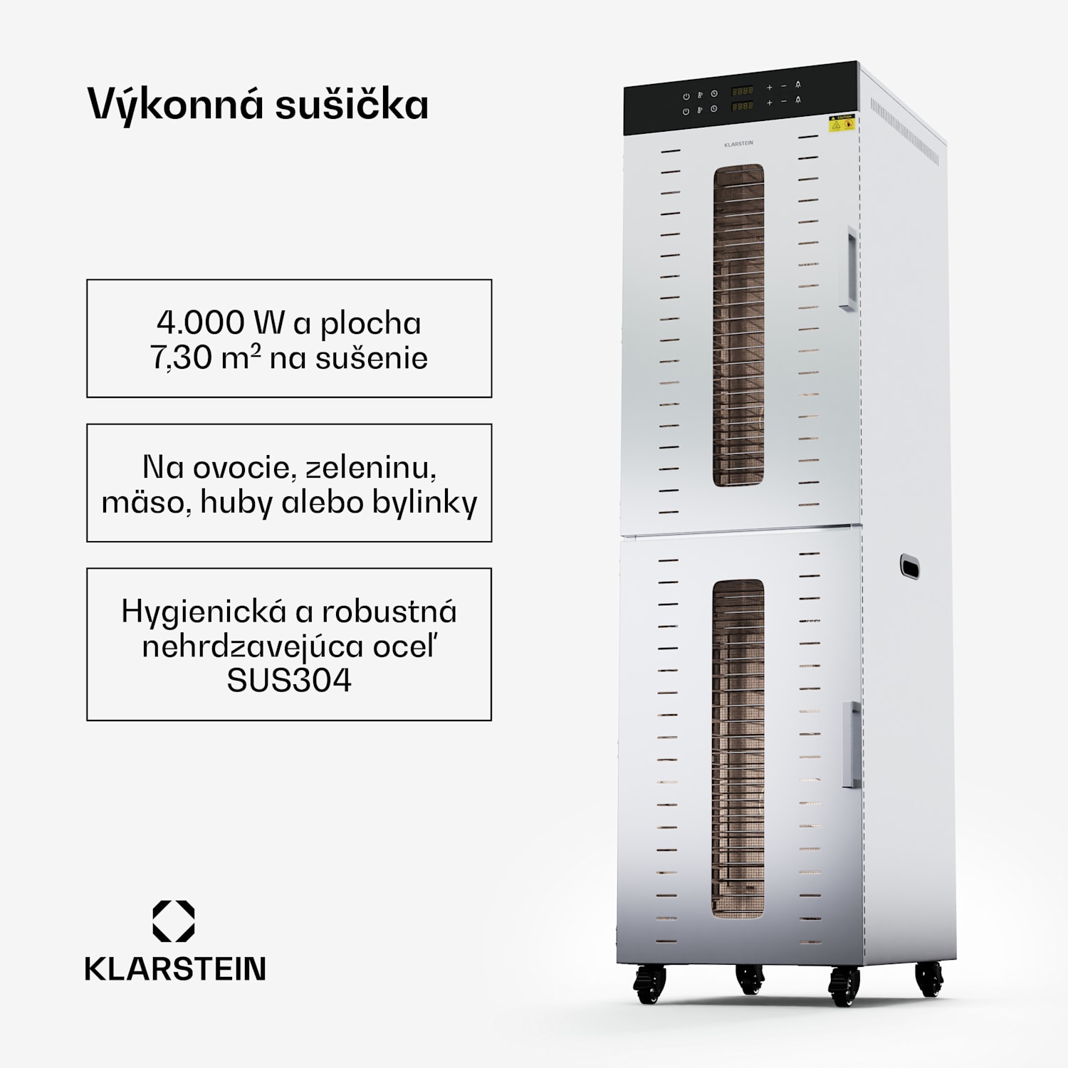 Master Jerky 700, sušička, výkon 4 000 W, s dvoma komorami, teplotný rozsah 30 - 90 °C 