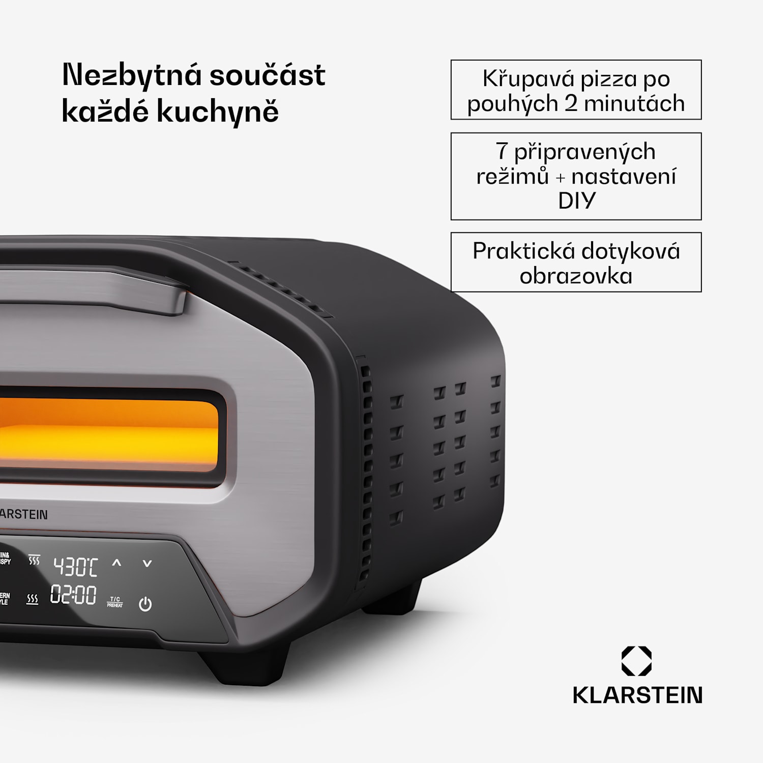 PizzaForno elektrická pec na pizzu s výkonem 1 700 W, 7 programů + paměťová funkce, digitální displej 