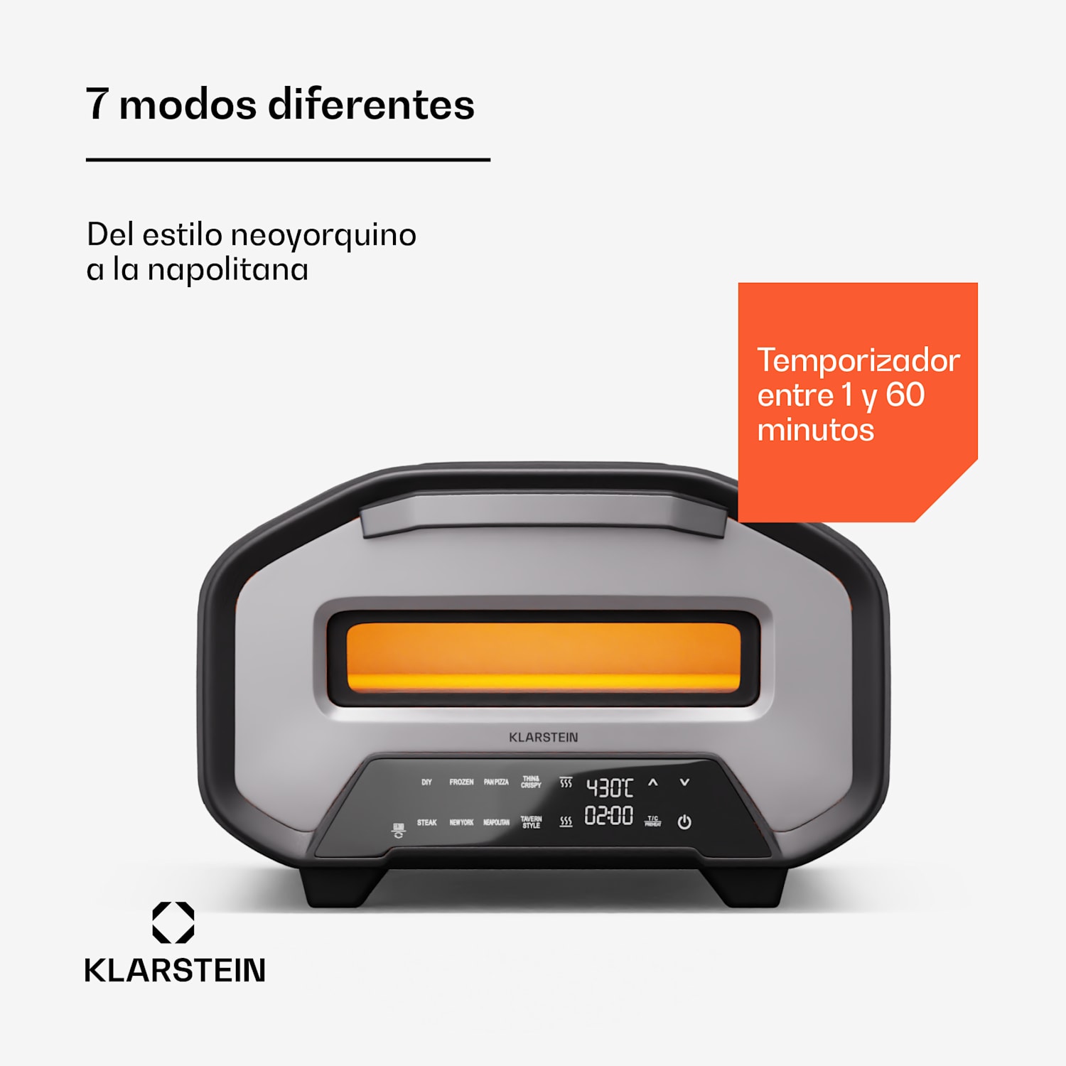 Horno eléctrico para pizzas PizzaForno de 1.700 W | 7 programas + función memoria | pantalla digital 