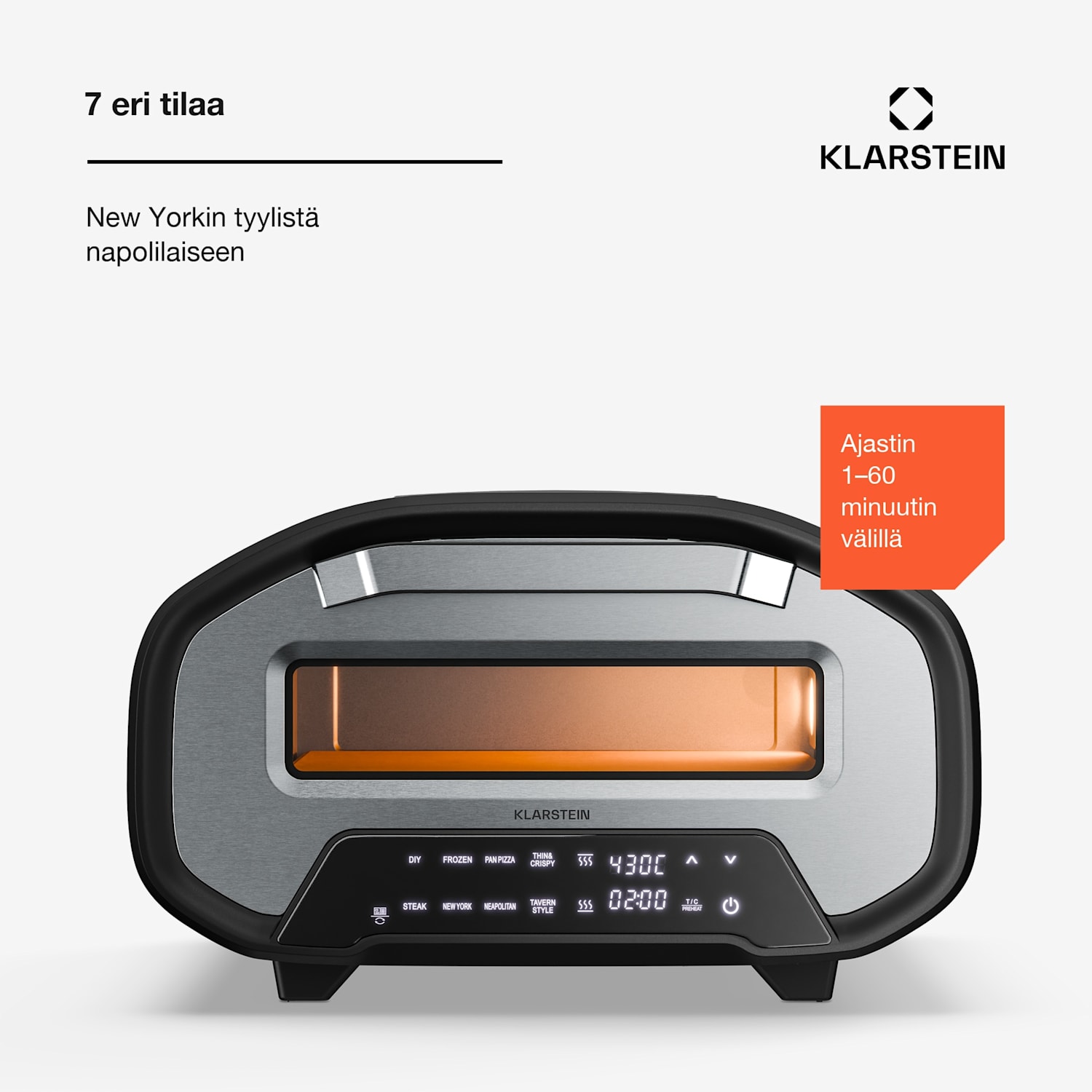 PizzaForno sähköinen pizzauuni 1700 W | 7 ohjelmaa + tallennustoiminto | digitaalinen näyttö 